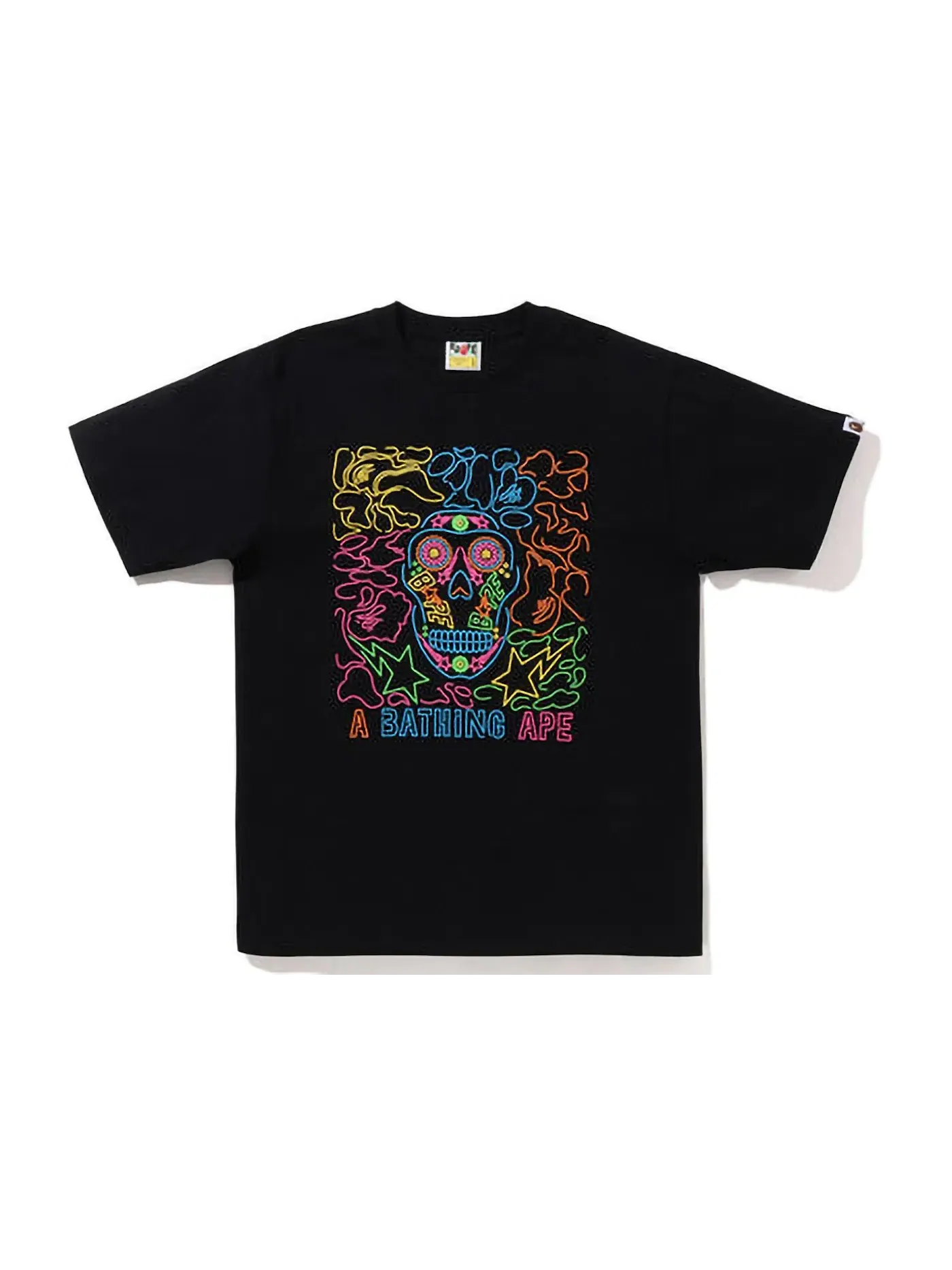 Мужская футболка с принтом BAPE Halloween Neon Mexican Skull Tee — изображение 1 из 2, черный
