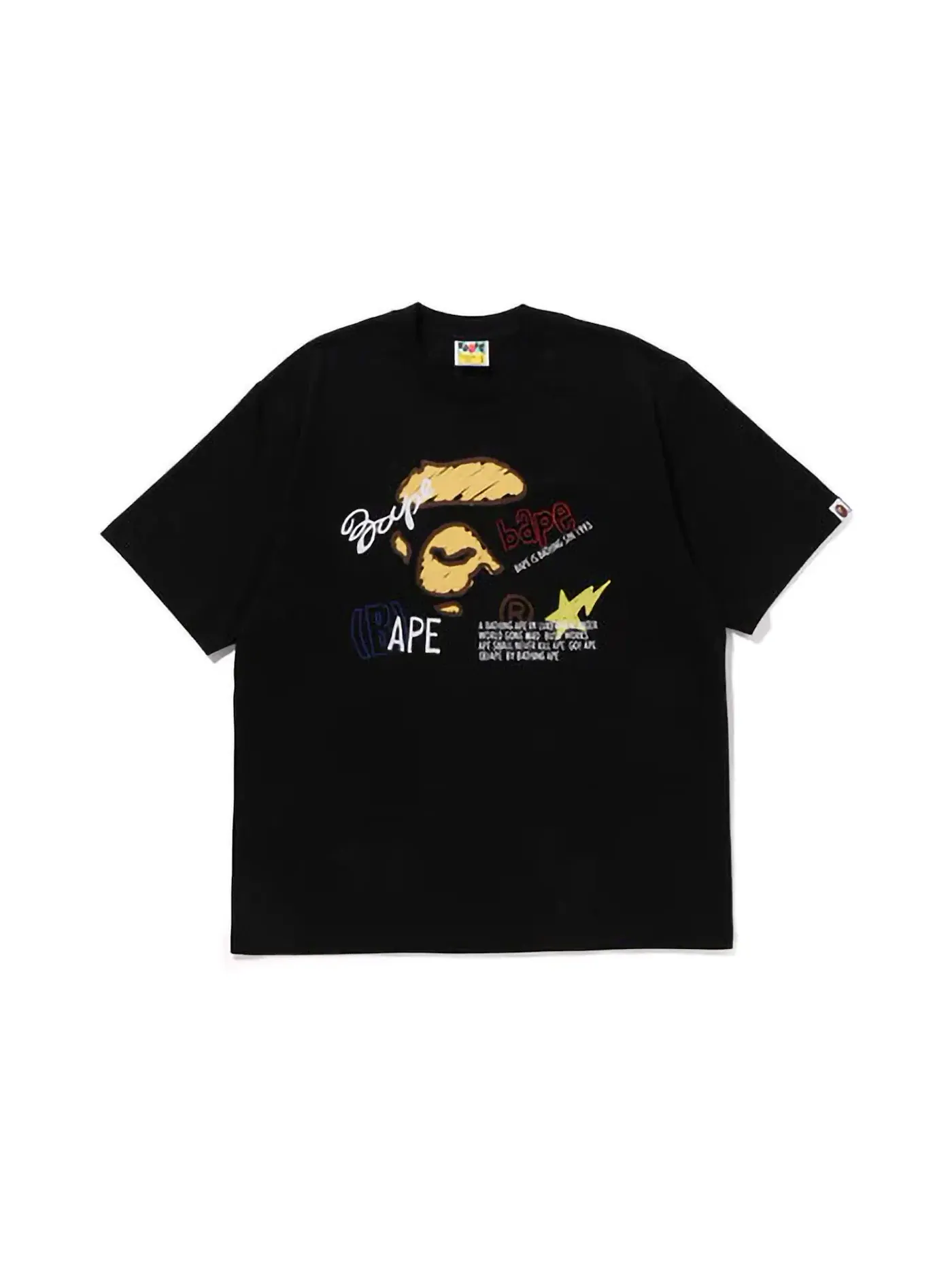 Мужская футболка свободного кроя с принтом BAPE Hand Draw Graphic BAPE — изображение 1 из 1, черный