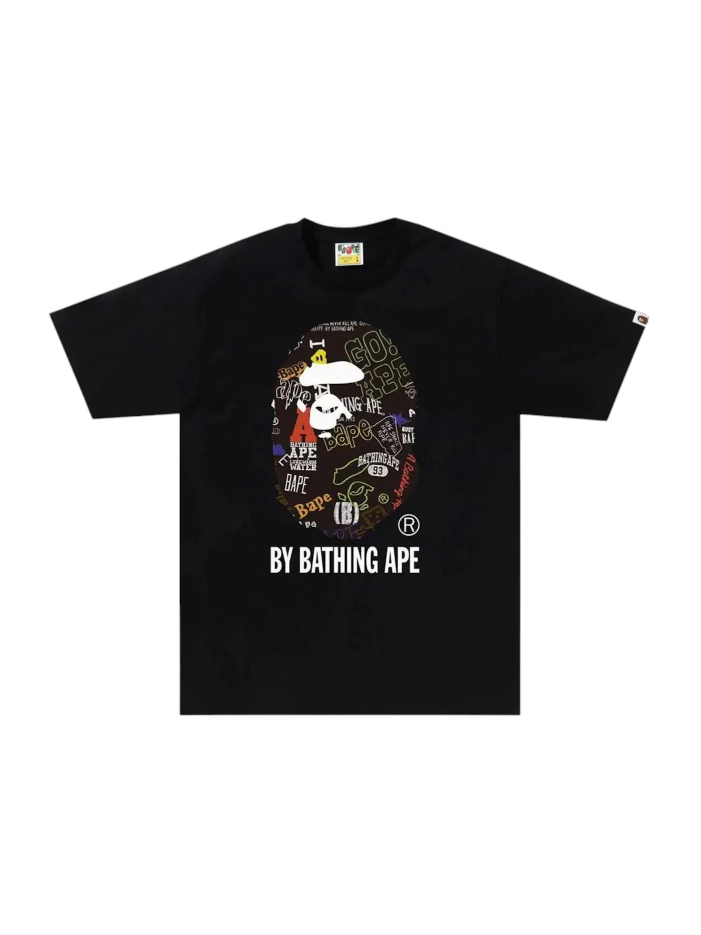 Мужская футболка с принтом BAPE Hand Draw Pattern By Bathing Ape Tee BAPE — изображение 1 из 1, черный