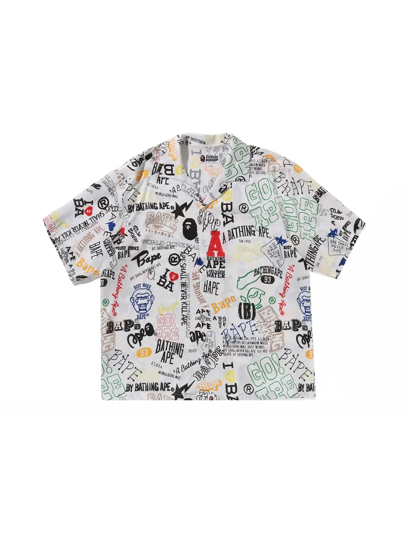 Мужская рубашка с открытым воротником BAPE Hand Draw — изображение 1 из 2, белый