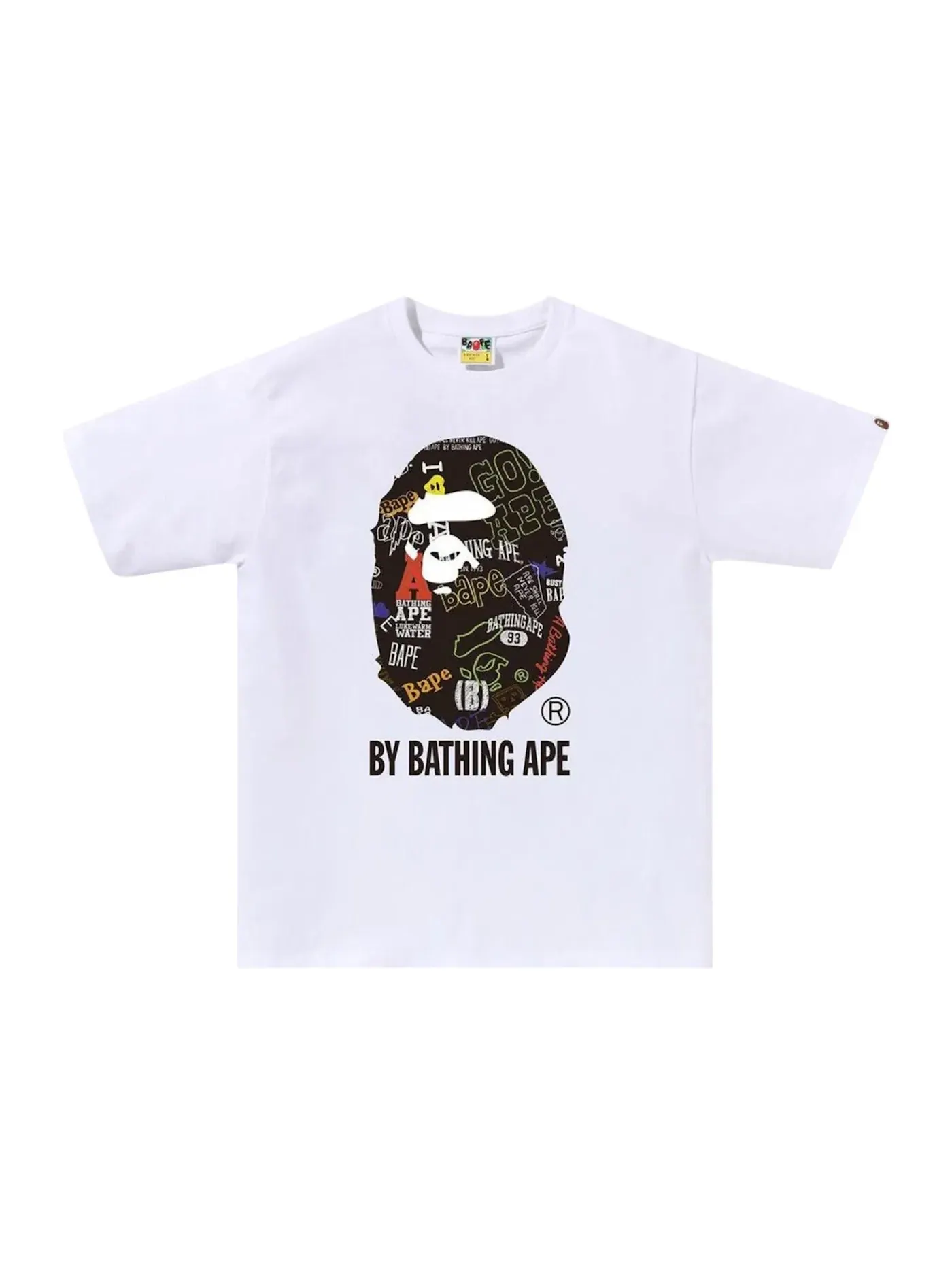 Мужская футболка с принтом BAPE Hand Draw Pattern By Bathing Ape Tee BAPE — изображение 1 из 1, белый