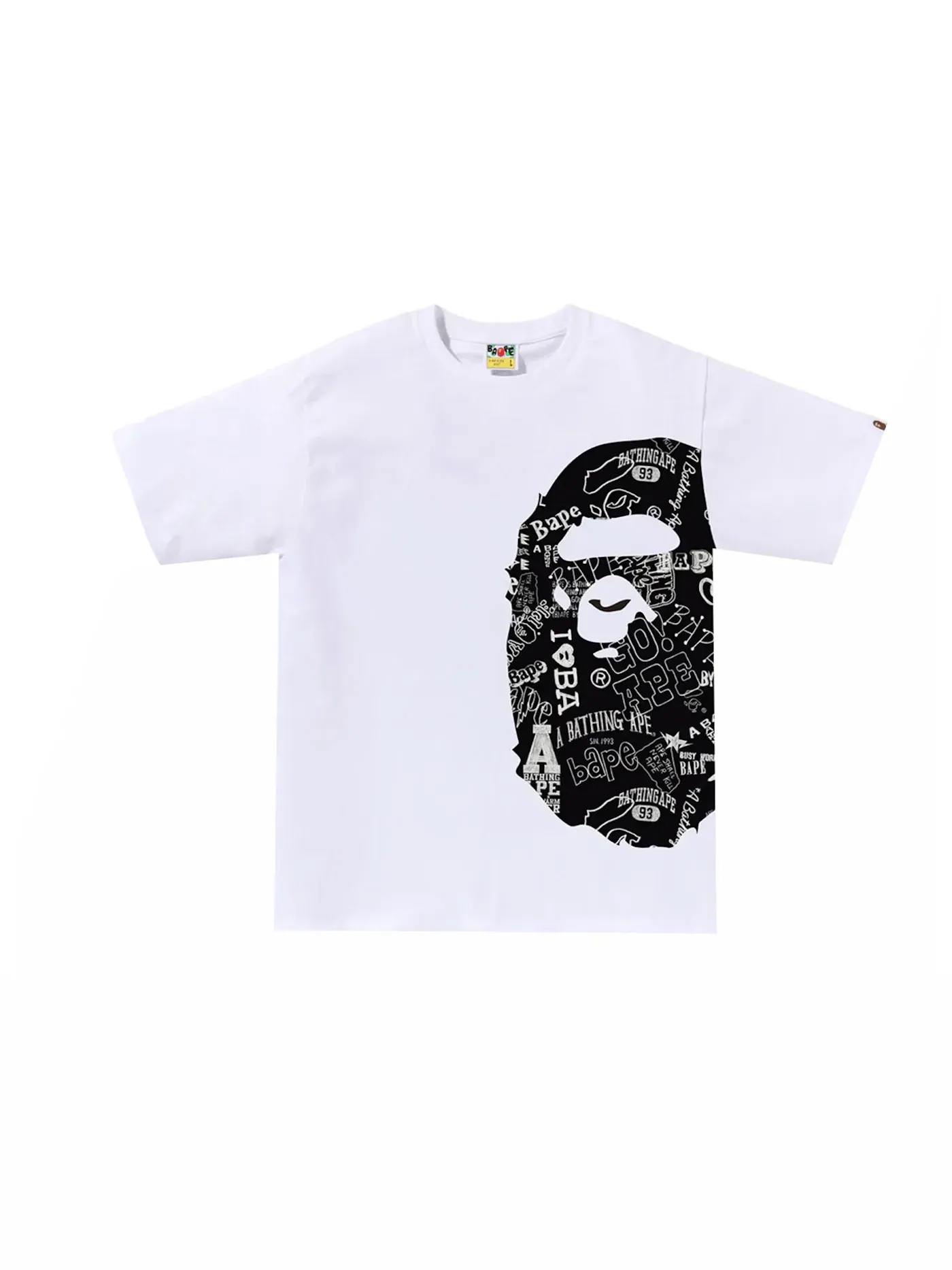 Мужская футболка с принтом BAPE Hand Draw Pattern Side Big Ape Head Tee BAPE — изображение 1 из 2, белый/черный