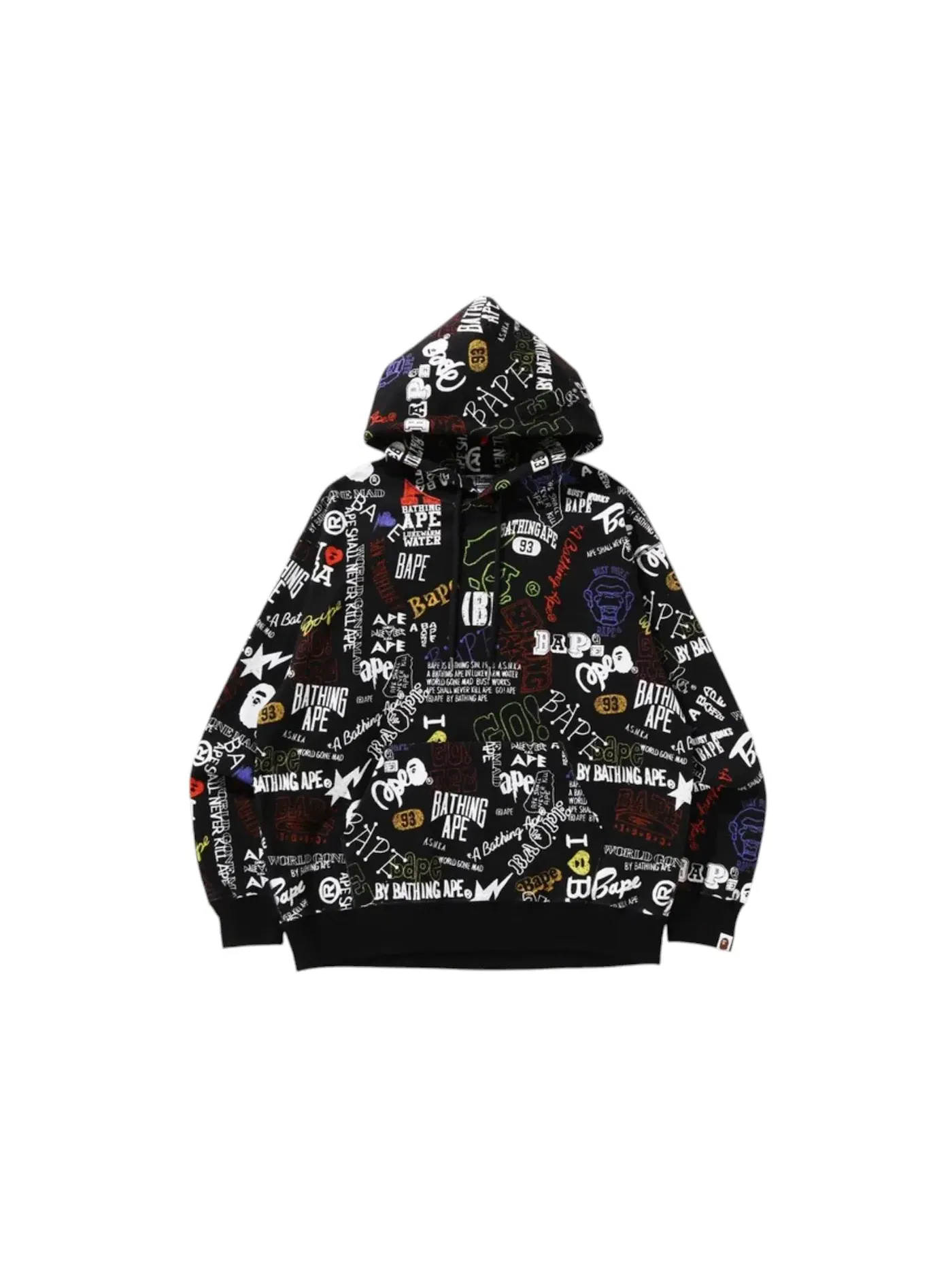 Мужской пуловер с принтом BAPE Hand Draw Pullover Hoodie — изображение 1 из 1, черный