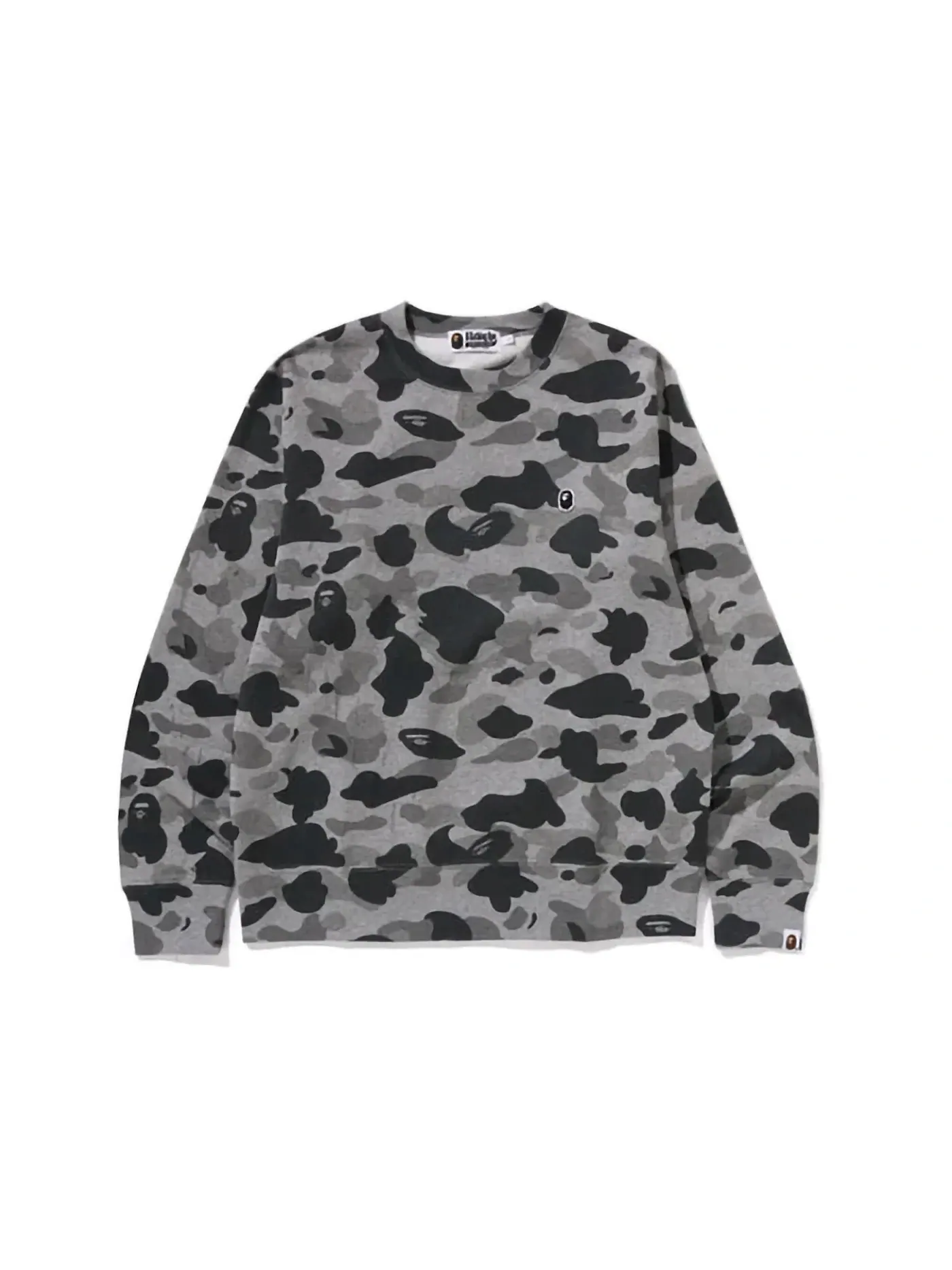 Мужской свитшот с камуфляжным принтом Crewneck BAPE — изображение 1 из 2, серый
