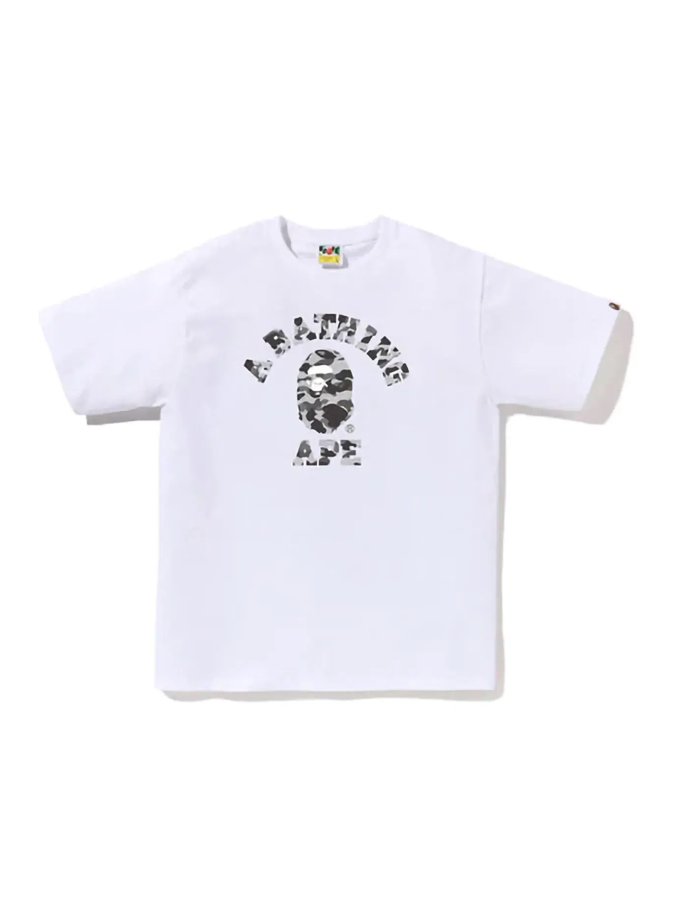 Мужская футболка с принтом BAPE Heather Gray Camo College Tee — изображение 1 из 1, белый