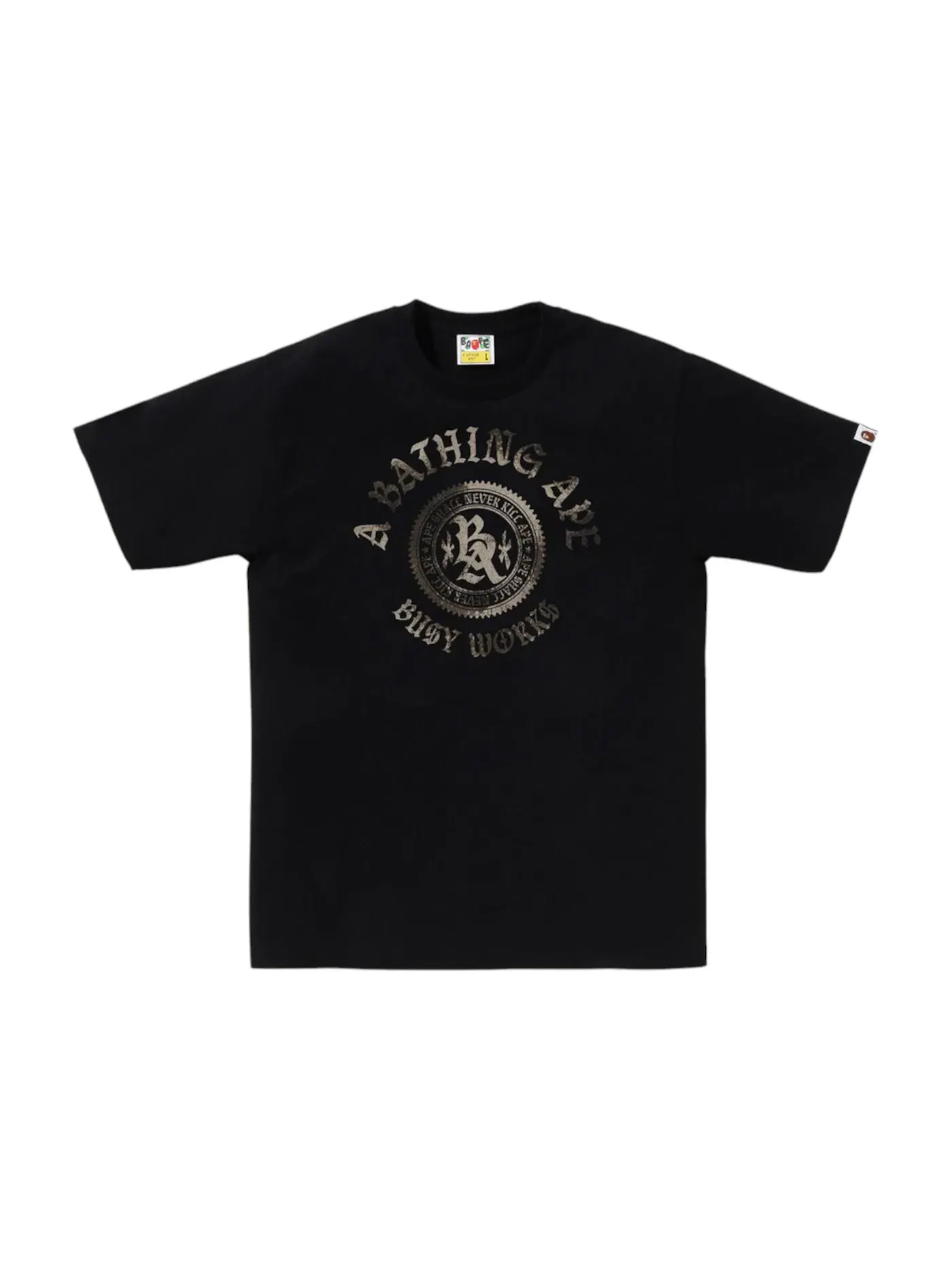 Мужская футболка с принтом BAPE High Tone Bleach Emblem Tee BAPE — изображение 1 из 1, черный
