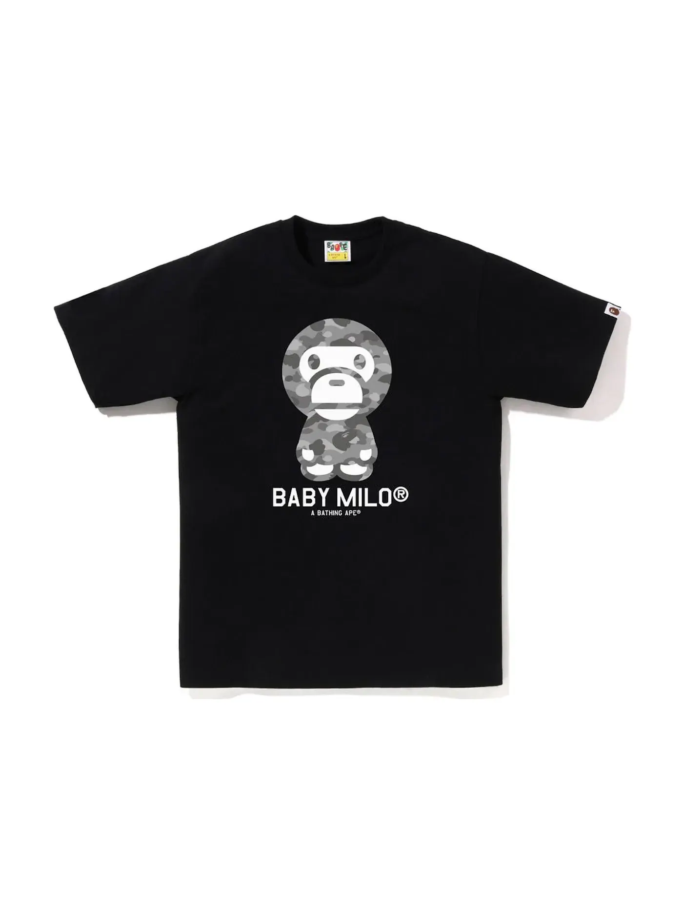 Мужская футболка с принтом Honeycomb Camo Baby Milo BAPE — изображение 1 из 1, черный/серый
