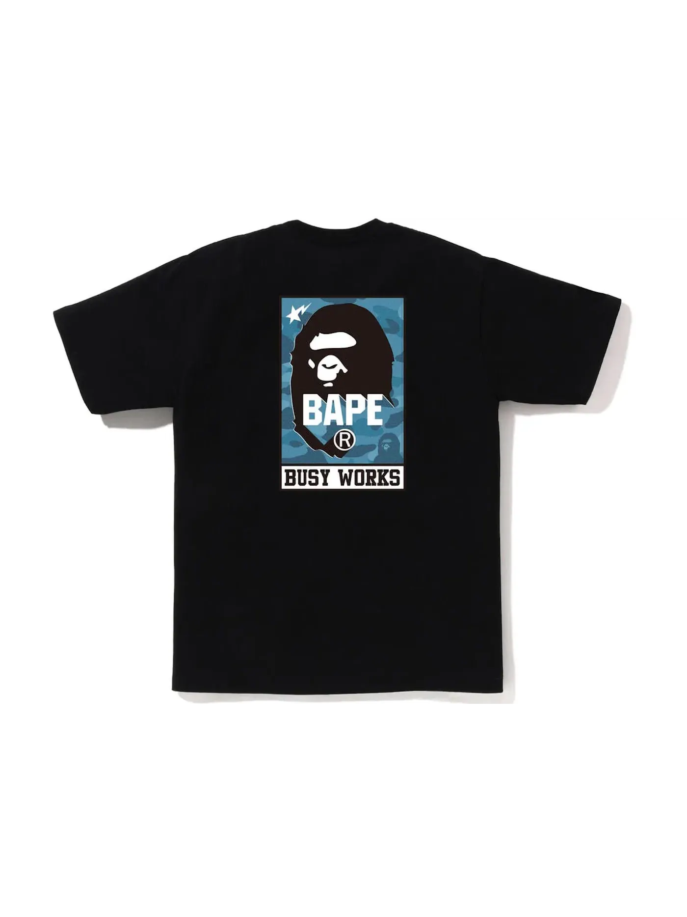 Мужская футболка с камуфляжным принтом BAPE Honeycomb Camo BAPE Busy Works Tee — изображение 1 из 2, черный синий
