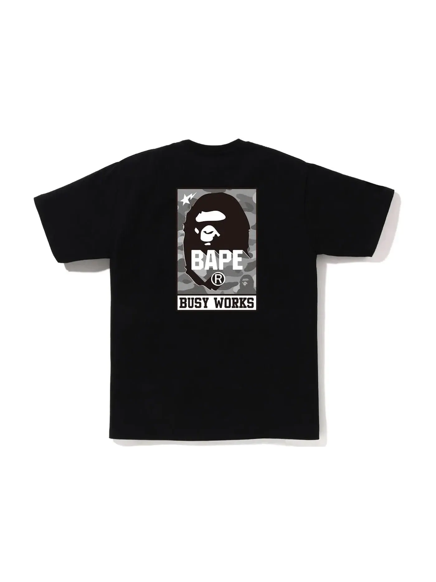Мужская футболка с камуфляжным принтом BAPE Honeycomb Camo BAPE Busy Works Tee BAPE — изображение 1 из 2, черный серый