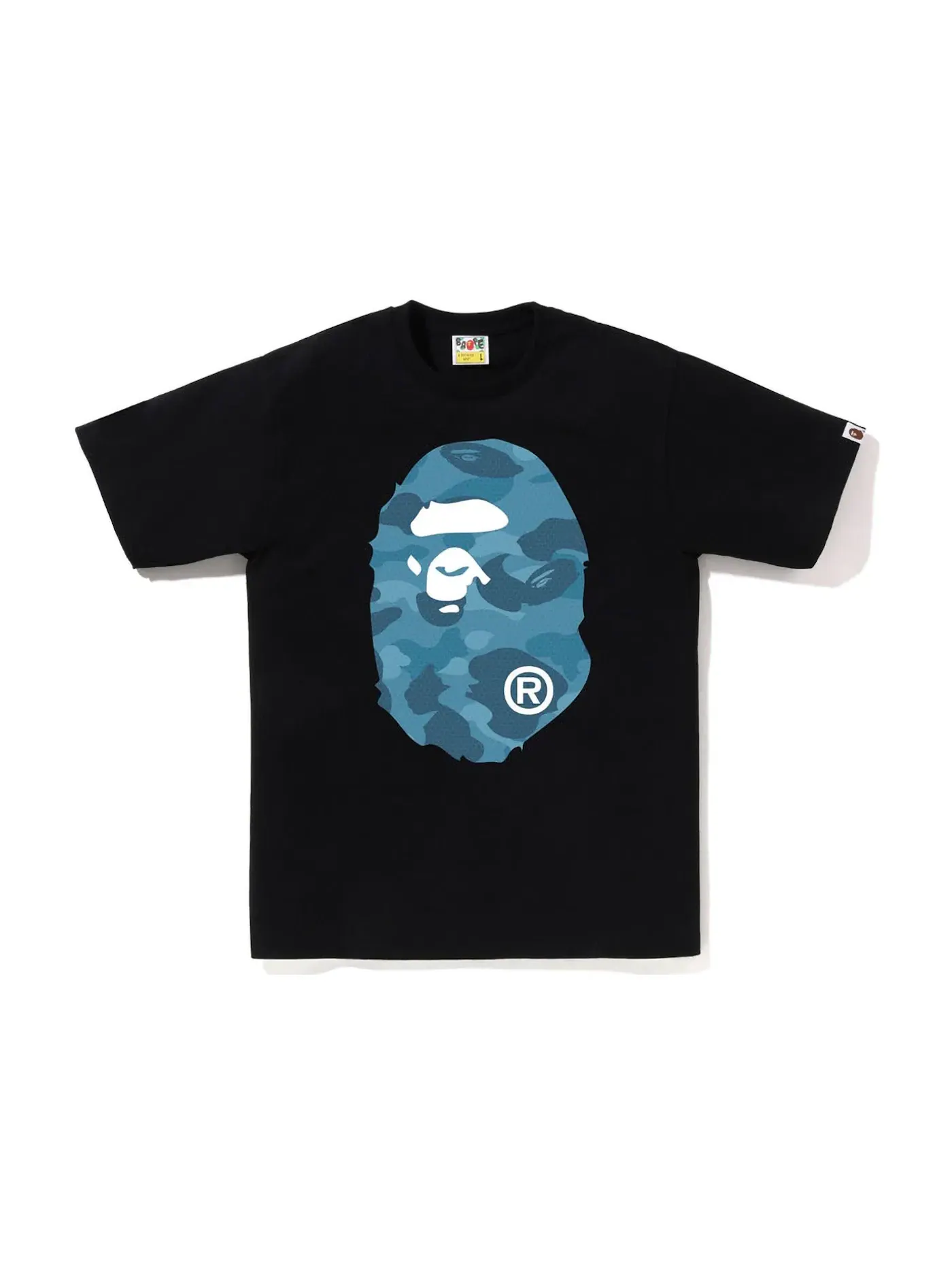 Мужская футболка с принтом BAPE Honeycomb Camo Big Ape Head Tee BAPE — изображение 1 из 2, черный синий
