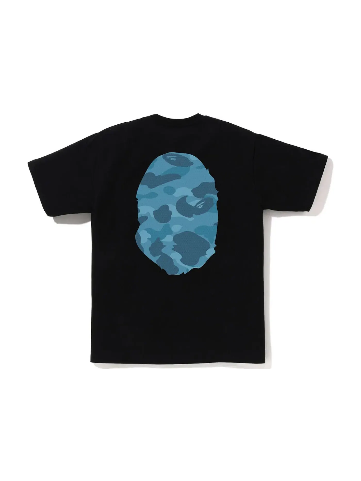 Мужская футболка с принтом BAPE Honeycomb Camo Big Ape Head Tee BAPE — изображение 2 из 2, черный синий