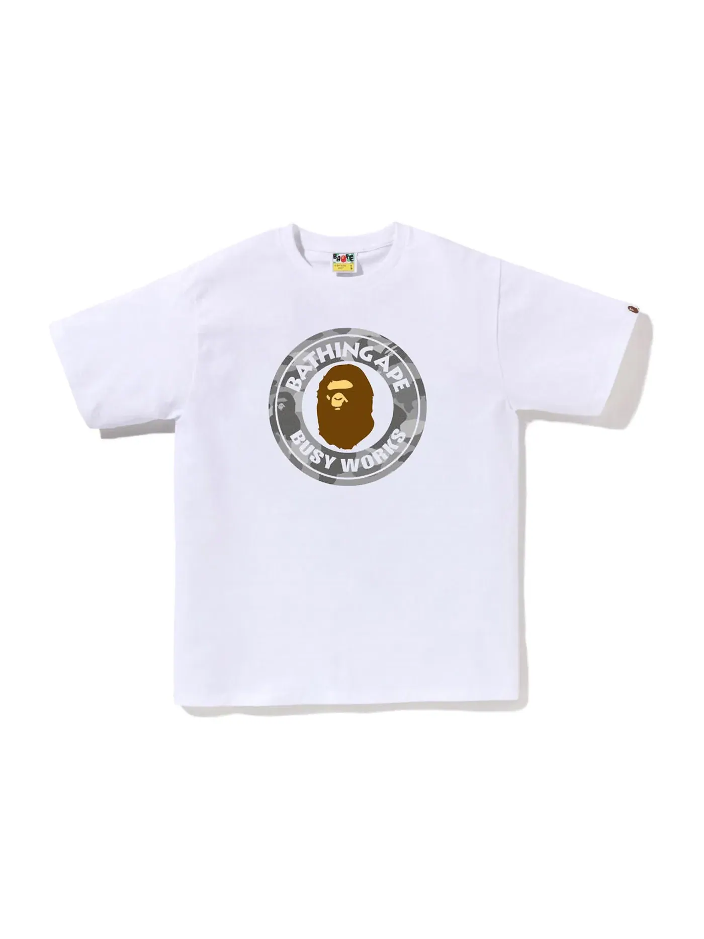 Мужская футболка с принтом Honeycomb Camo Busy Works Tee BAPE — изображение 1 из 1, белый/серый