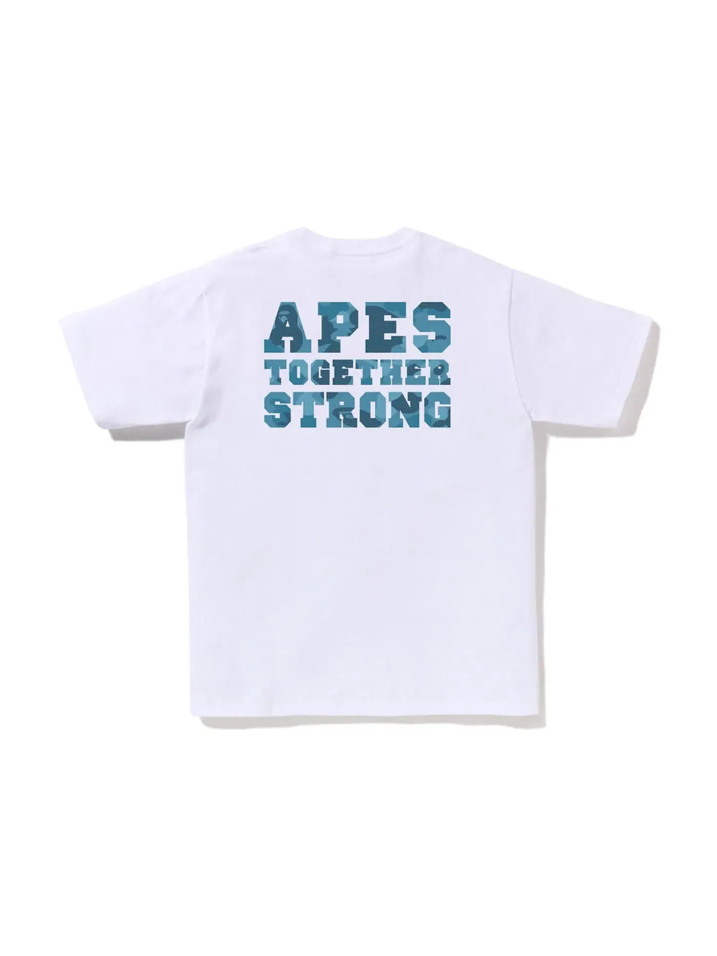 Мужская футболка с принтом BAPE Honeycomb Camo College ATS Tee — изображение 2 из 2, белый синий