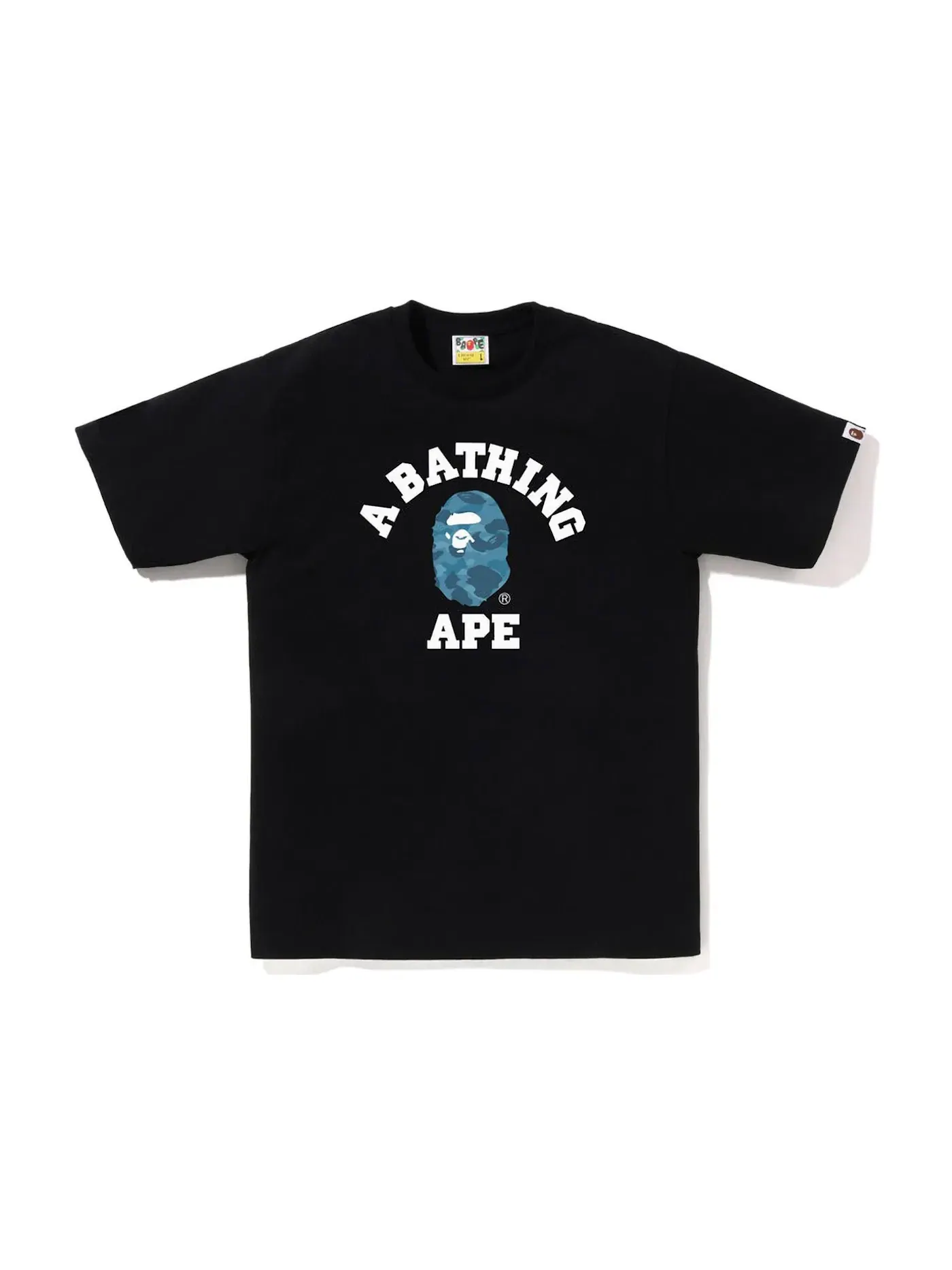 Мужская футболка с принтом Honeycomb Camo College BAPE — изображение 1 из 1, черный/синий
