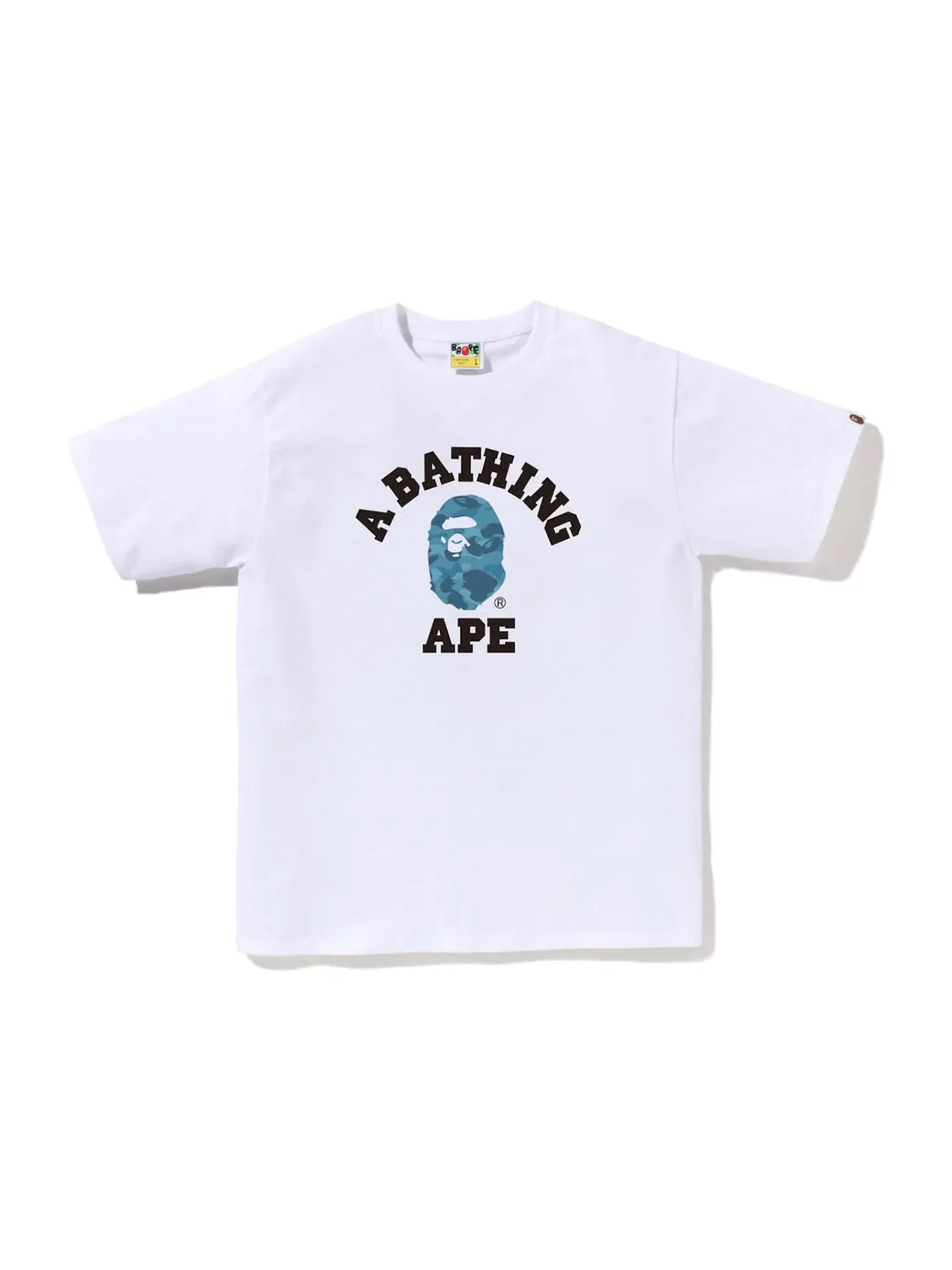 Мужская футболка с принтом BAPE Honeycomb Camo College Tee BAPE — изображение 1 из 1, белый/синий