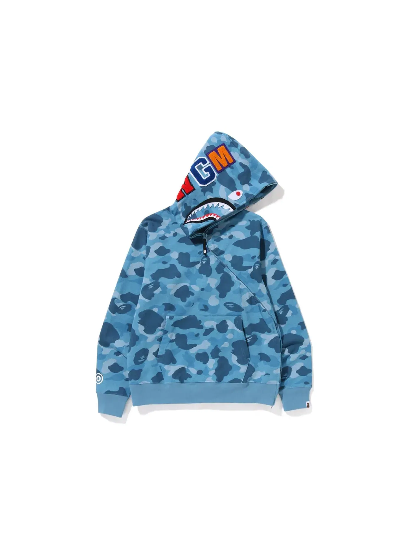Мужская худи с принтом Honeycomb Camo Shark BAPE — изображение 1 из 2, синий