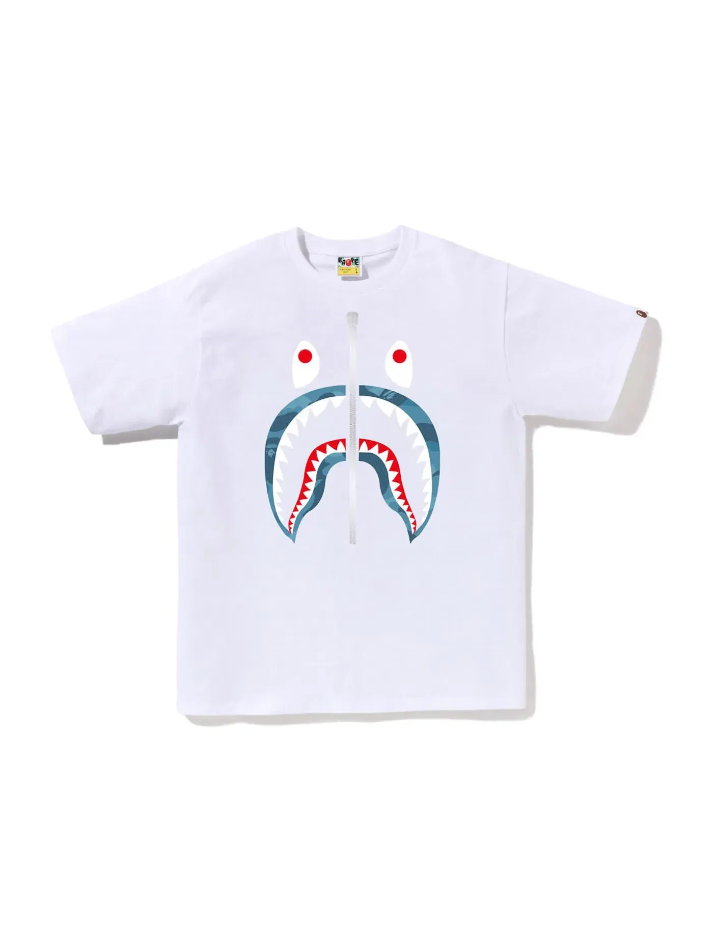 Мужская футболка с принтом BAPE Honeycomb Camo Shark Tee BAPE — изображение 1 из 1, белый/синий