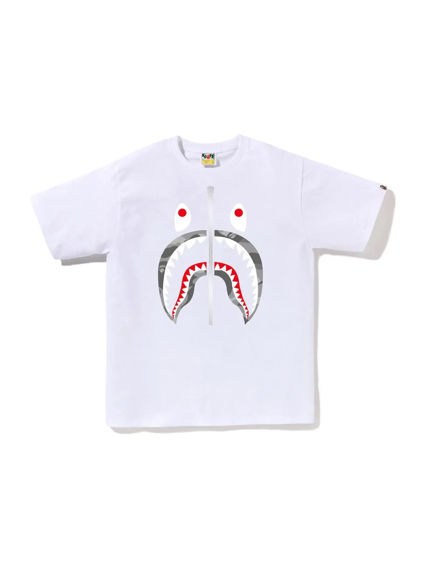Мужская футболка с принтом Honeycomb Camo Shark BAPE — изображение 1 из 1, белый/серый