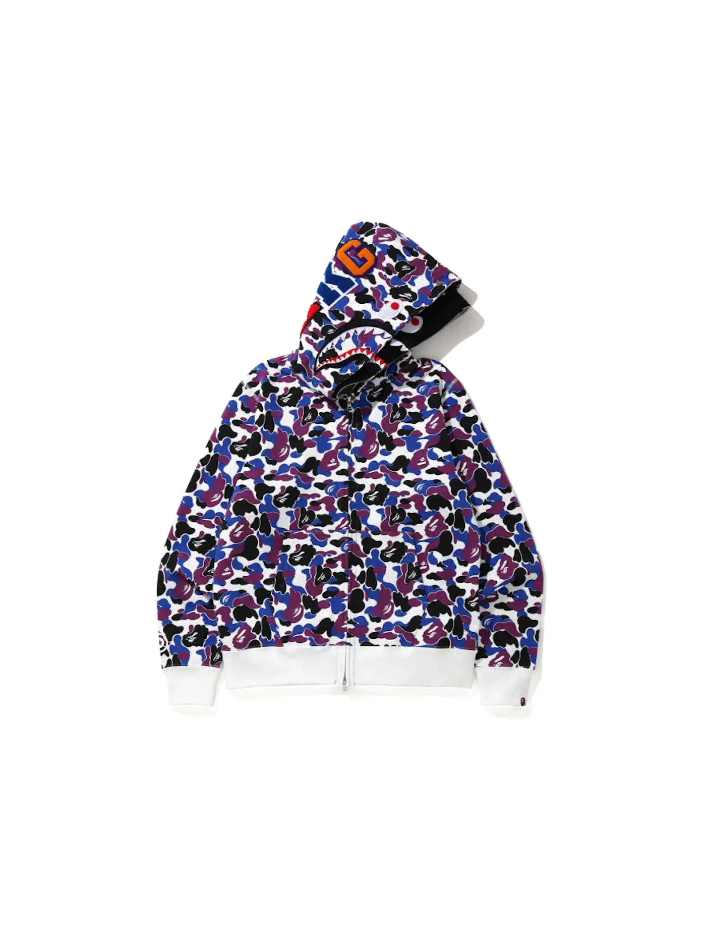 Мужская худи с принтом BAPE Hong Kong 14th Anniversary Shark Full Zip Hoodie BAPE — изображение 1 из 2, фиолетовый