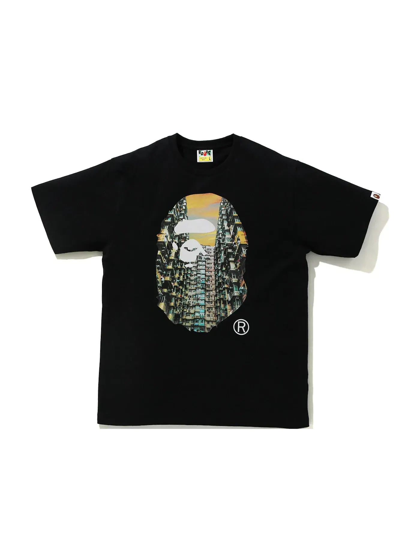 Мужская футболка с принтом BAPE Hong Kong 15th Anniversary Photo Ape Head Tee BAPE — изображение 1 из 1, черный