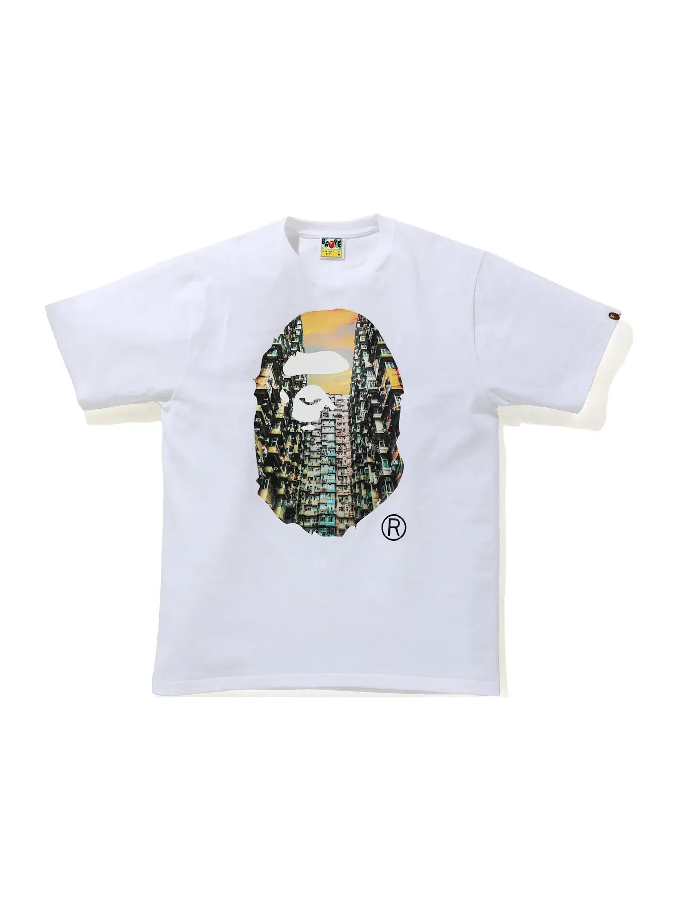 Мужская футболка с принтом BAPE Hong Kong 15th Anniversary Photo Ape Head Tee — изображение 1 из 1, белый