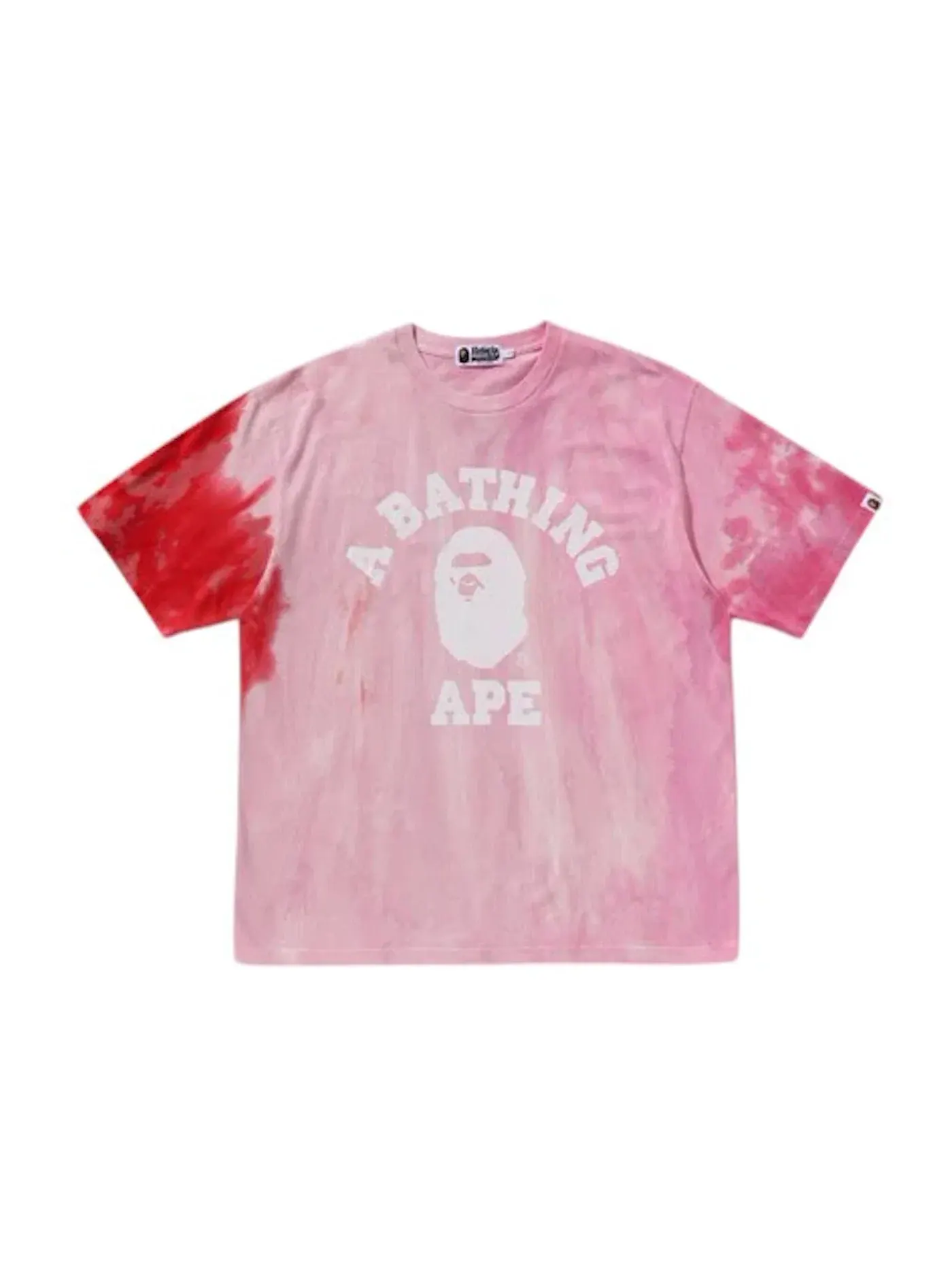 Мужская футболка свободного кроя BAPE Ice Dye College Relaxed Fit Tee — изображение 1 из 2, розовый