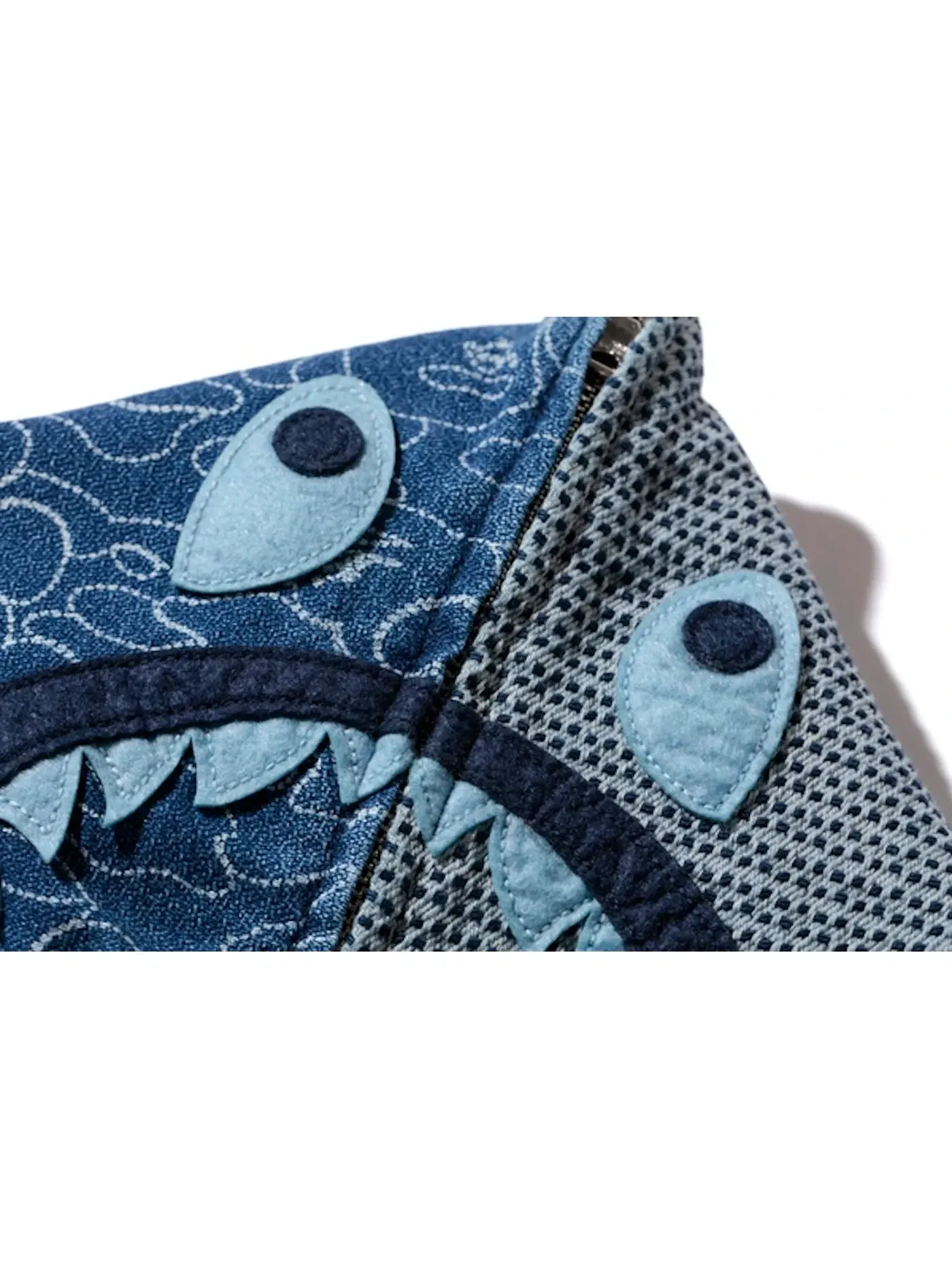 Мужской худи с капюшоном Indigo Shark Button BAPE — изображение 4 из 4, синий