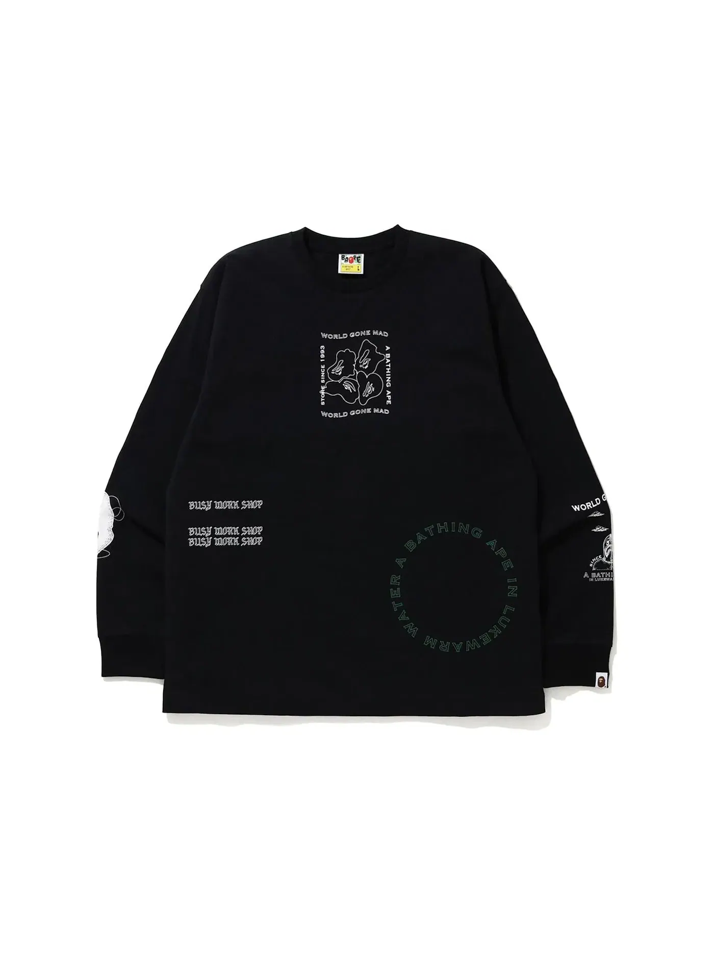 Мужская футболка с длинным рукавом BAPE L/S Tee — изображение 1 из 2, черный