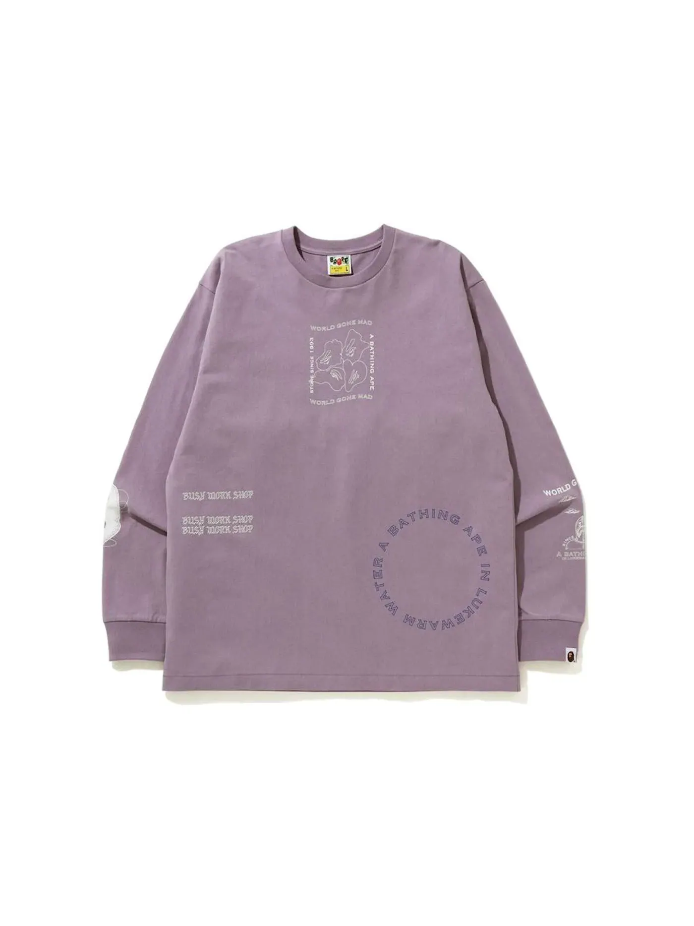 Мужская футболка с принтом L/S Tee BAPE — изображение 1 из 2, фиолетовый