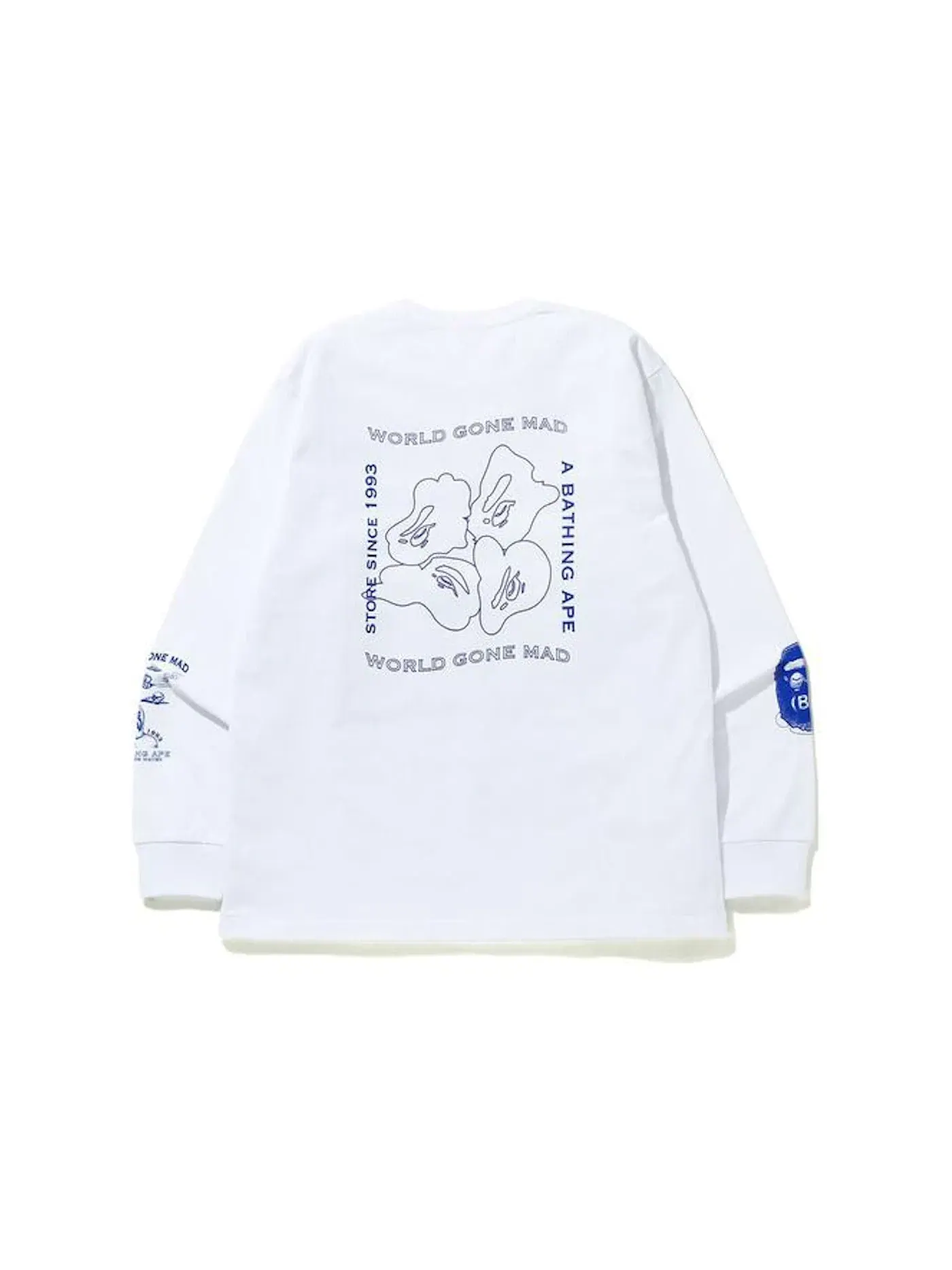 Мужская футболка с принтом BAPE Ink Print Relaxed #1 L/S Tee BAPE — изображение 2 из 2, белый