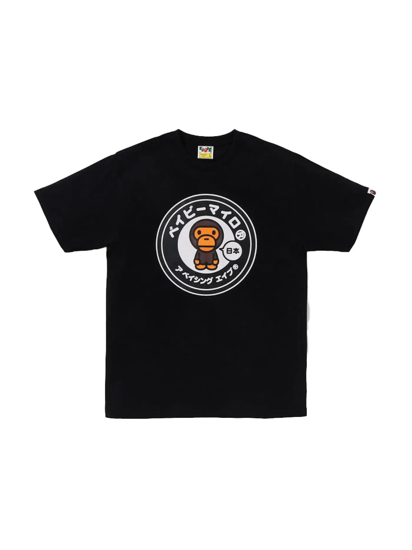 Мужская футболка с принтом BAPE Japan Baby Milo Tee BAPE — изображение 1 из 1, черный