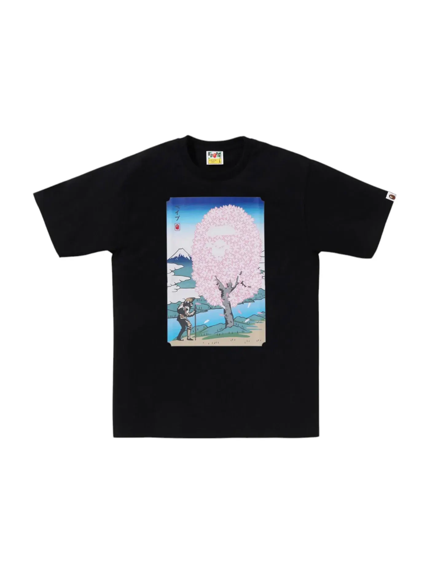 Мужская футболка с принтом BAPE Japan Sakura Tee BAPE — изображение 1 из 2, черный
