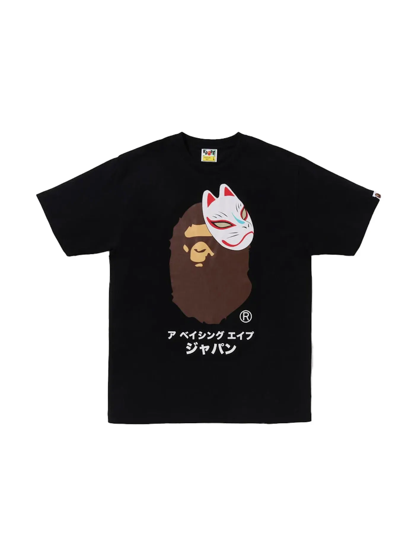 Мужская футболка с принтом BAPE Japanese Fox Mask Tee — изображение 1 из 1, черный