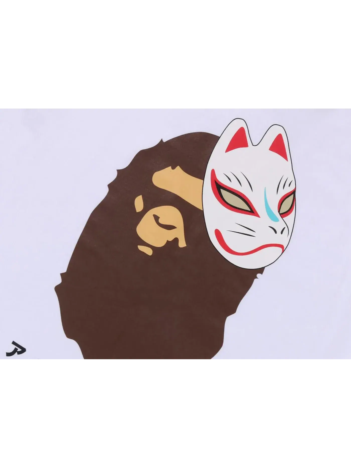 Мужская футболка с принтом BAPE Japanese Fox Mask Tee BAPE — изображение 2 из 2, белый