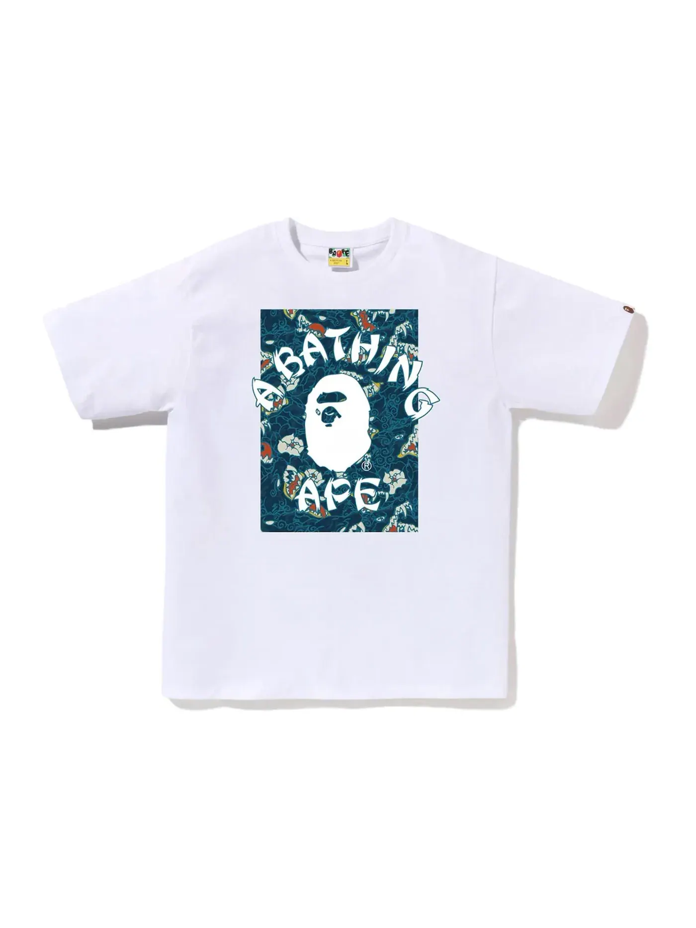 Мужская футболка с принтом BAPE Tee BAPE — изображение 1 из 1, белый синий