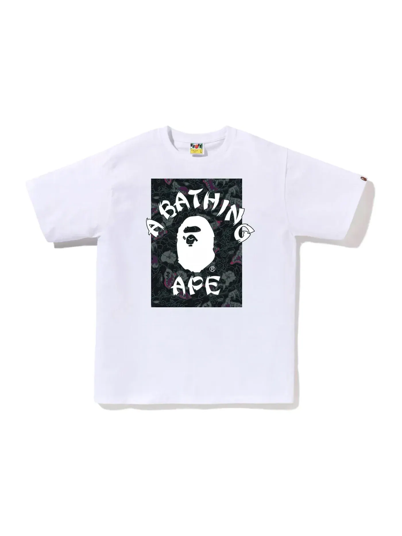 Мужская футболка с принтом BAPE Tee BAPE — изображение 1 из 1, белый/черный