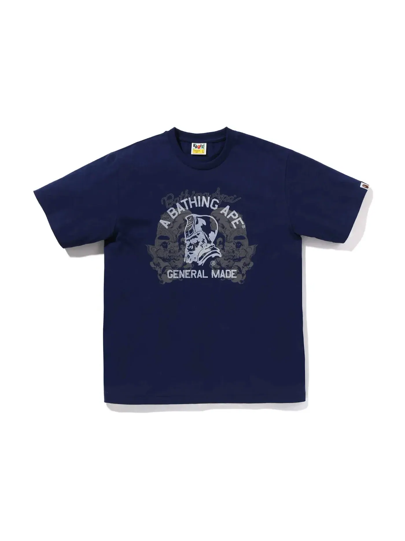 Мужская футболка с принтом BAPE Japanese Tattoo On General Tee BAPE — изображение 1 из 1, темно-синий