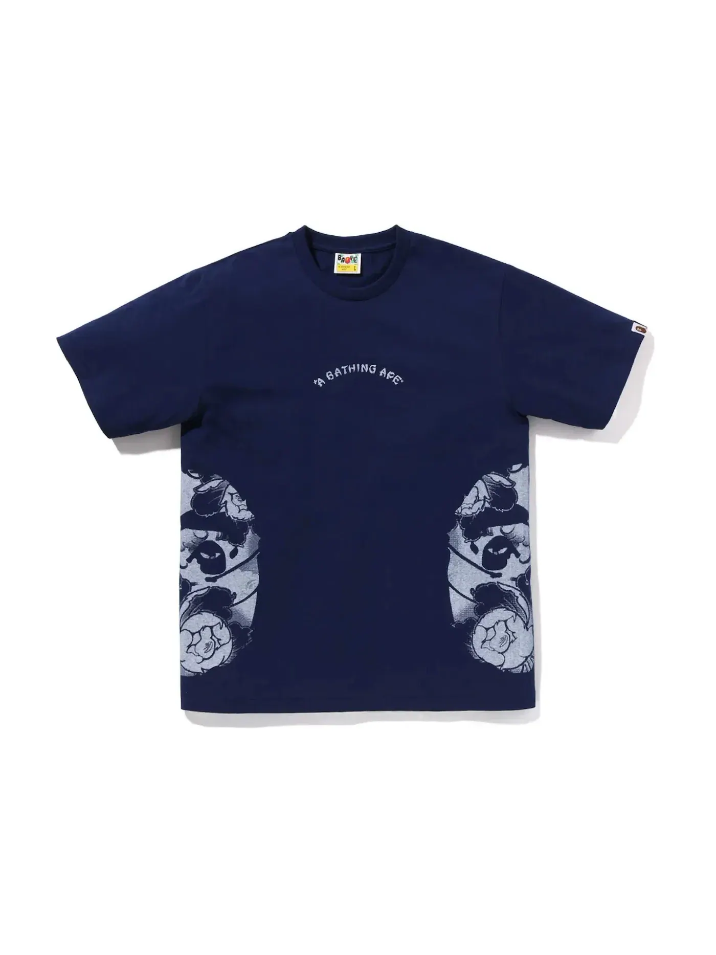Мужская футболка с принтом BAPE Japanese Tattoo Side Big Ape Head Tee — изображение 1 из 2, темно-синий