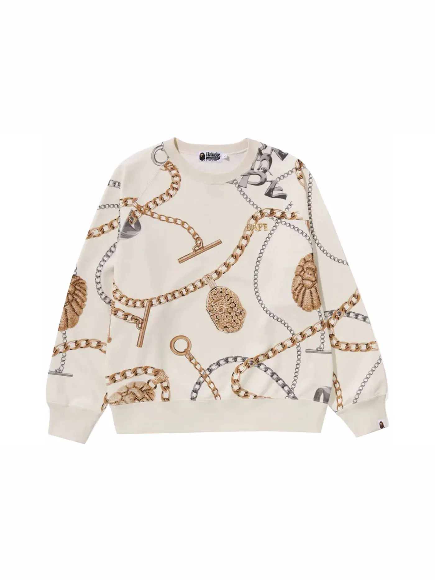 Мужской свитшот с принтом BAPE Crewneck — изображение 1 из 1, белый