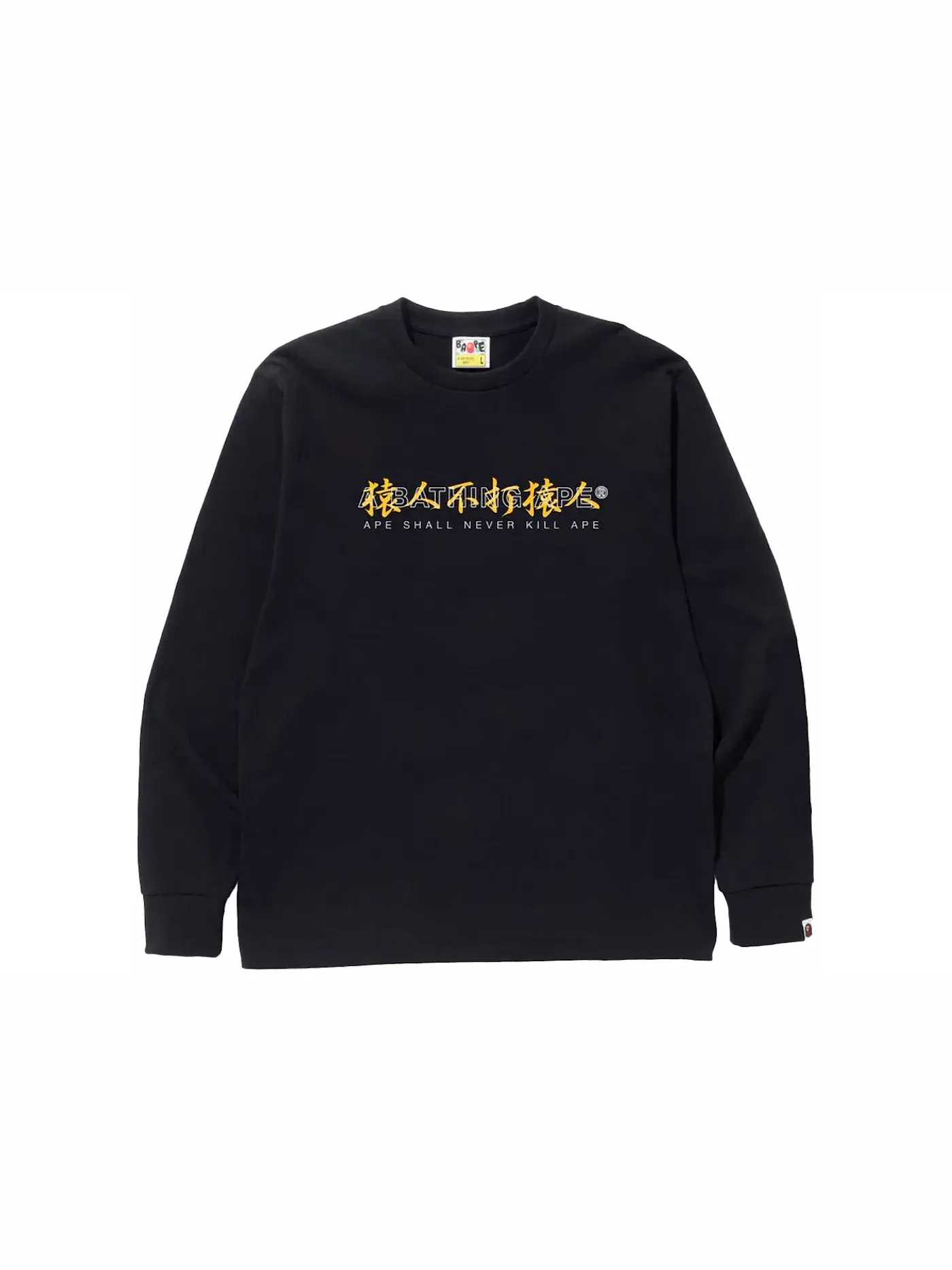 Мужская футболка с длинным рукавом BAPE Kanji Logo Tee — изображение 1 из 1, черный