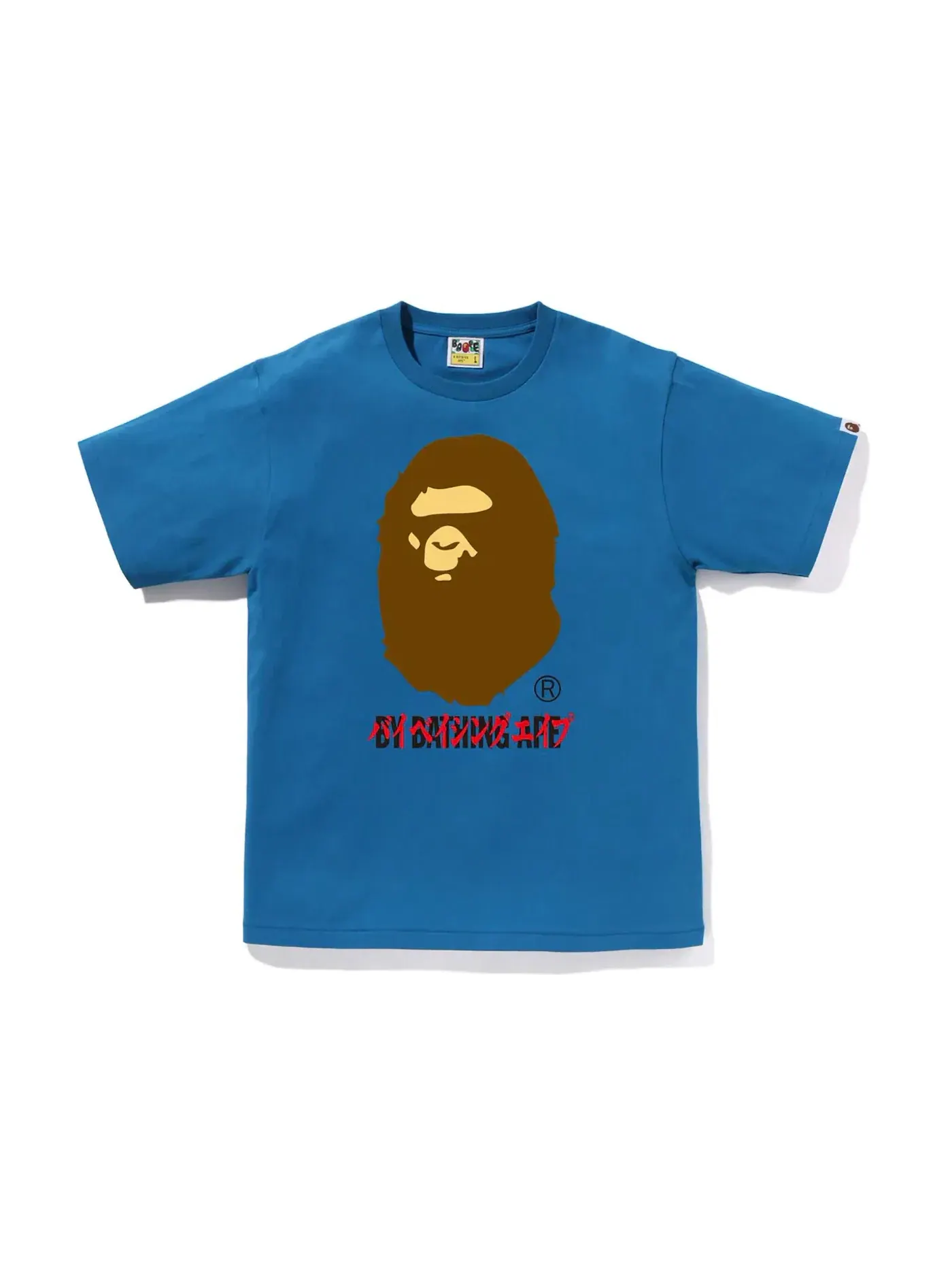 Мужская футболка с принтом BAPE Katakana By Bathing Ape Tee BAPE — изображение 1 из 1, синий