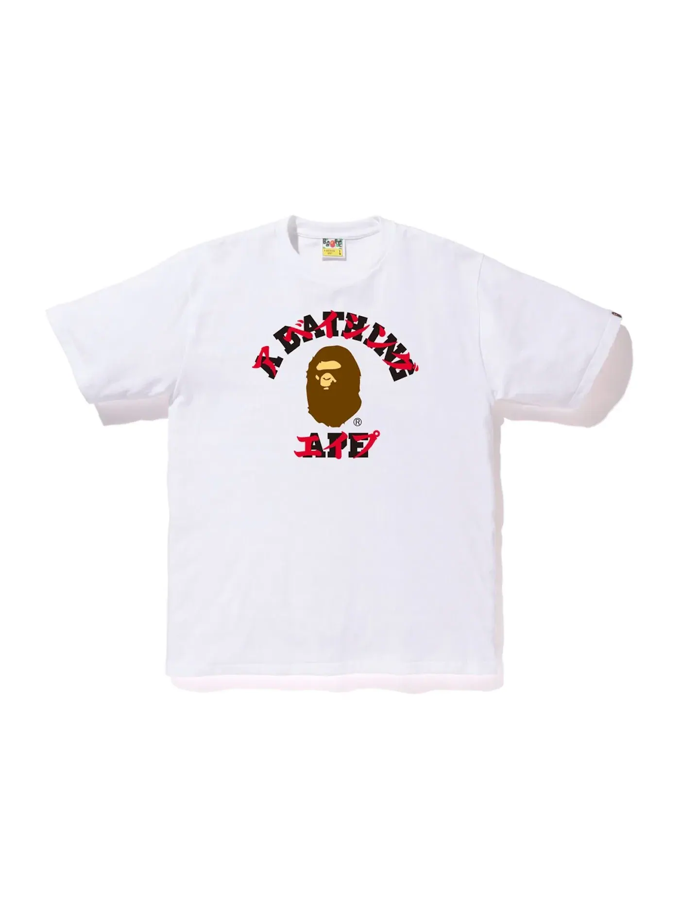 Мужская футболка с принтом BAPE Katakana College Tee — изображение 1 из 1, белый
