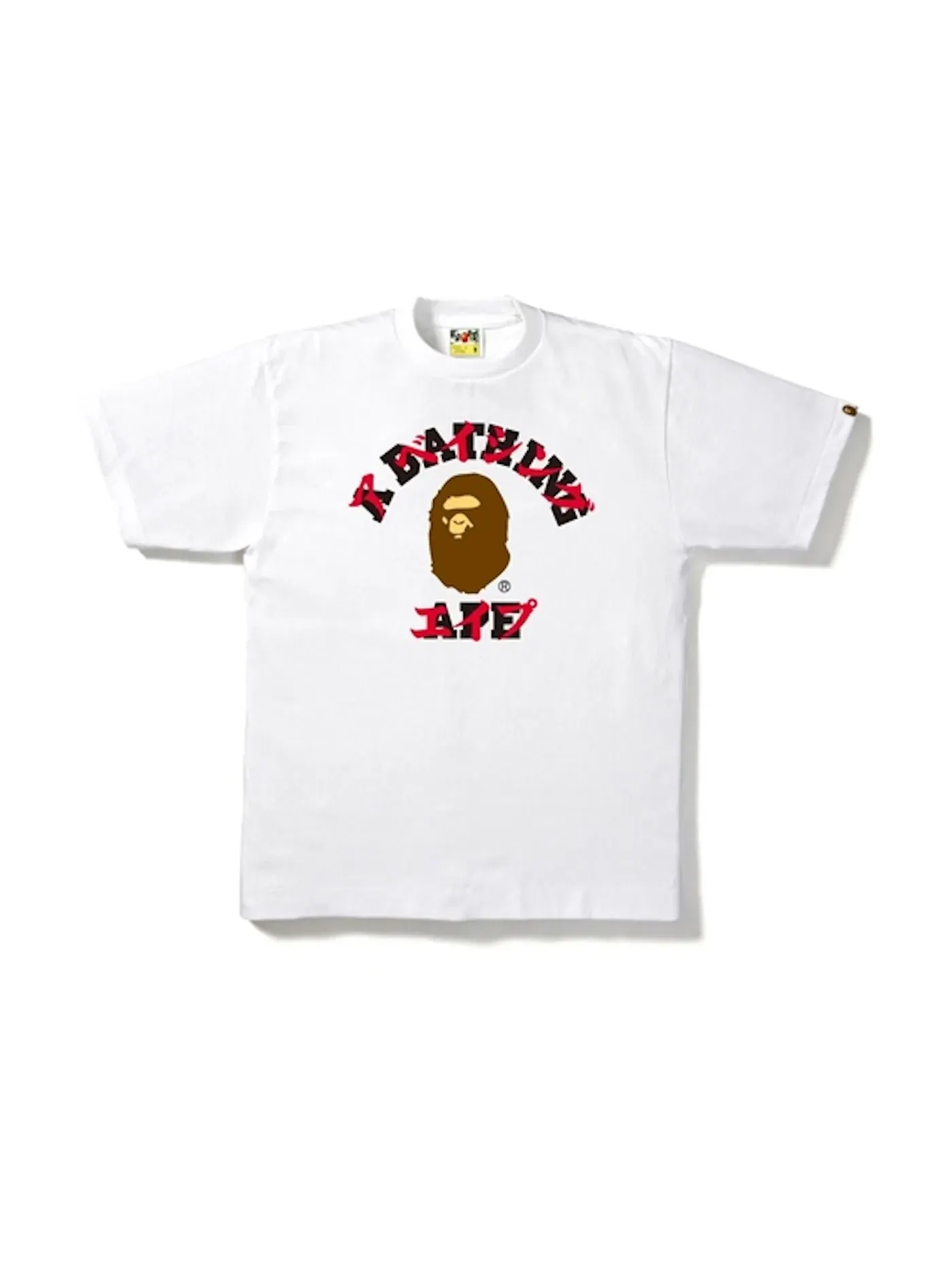 Мужская футболка с принтом Katakana College Tee BAPE — изображение 1 из 1, белый/коричневый