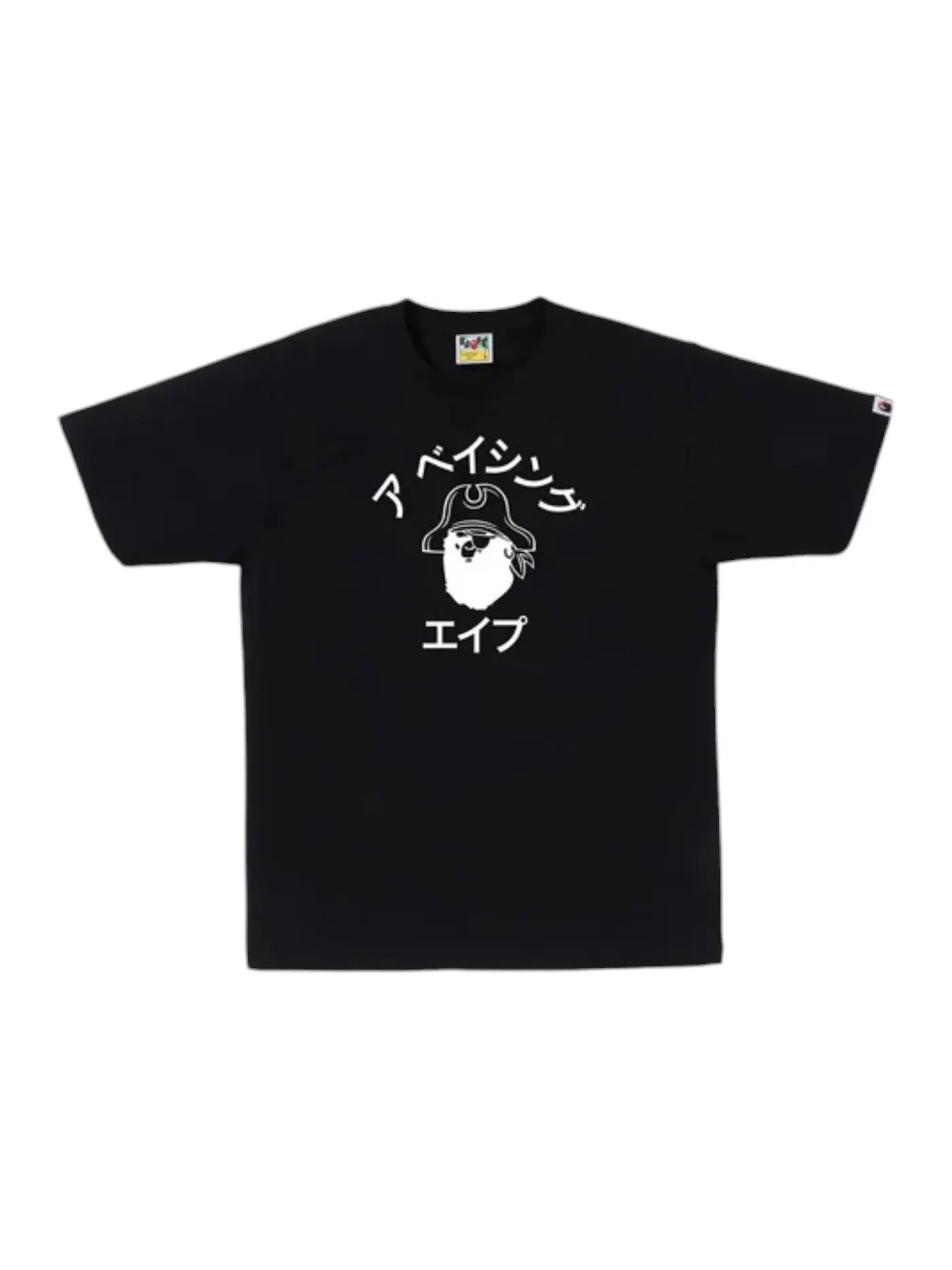 Мужская футболка с принтом BAPE Katakana Pirate College Tee — изображение 1 из 1, черный