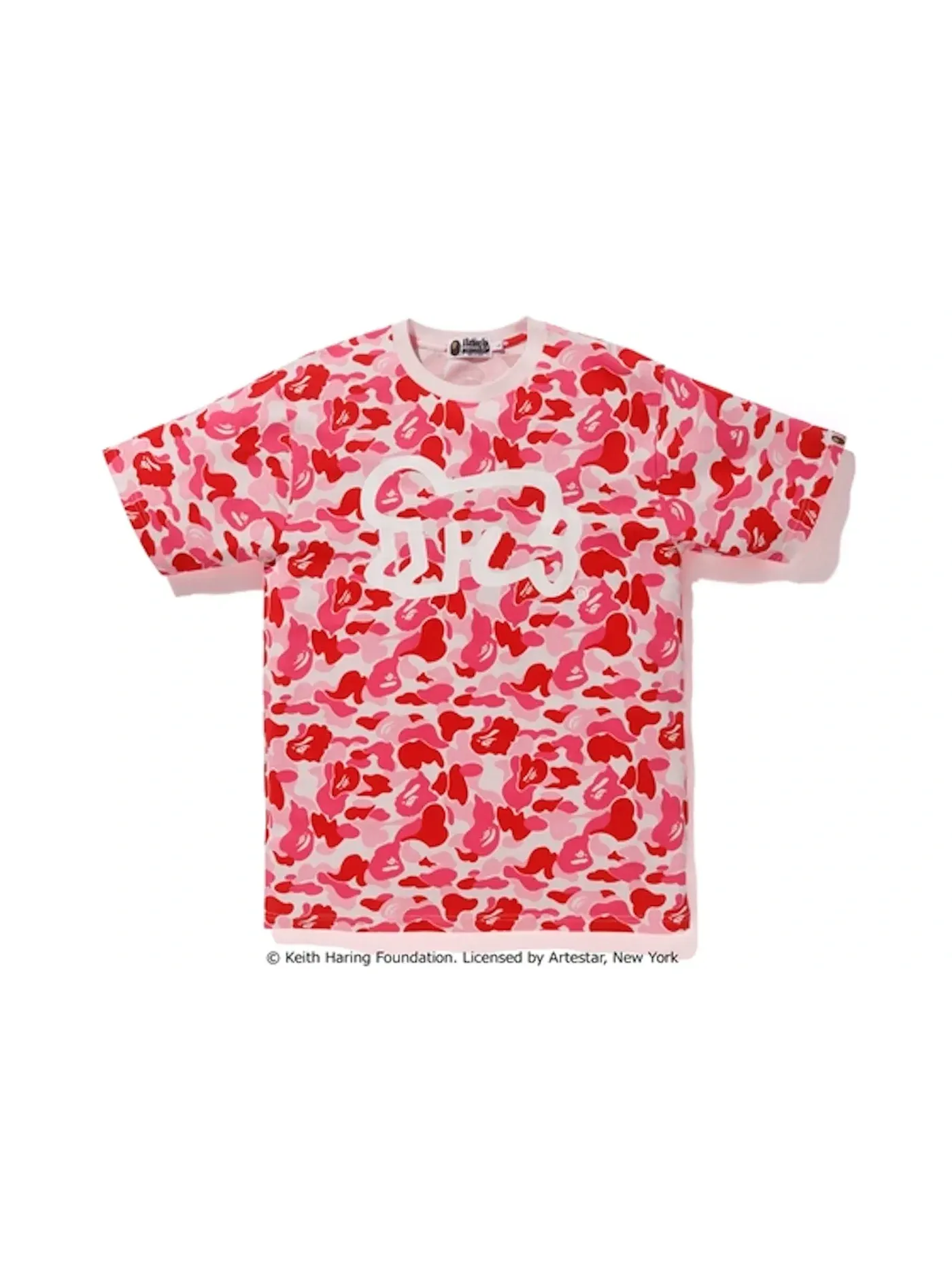 Мужская футболка с принтом BAPE Keith Haring ABC Tee — изображение 1 из 1, розовый