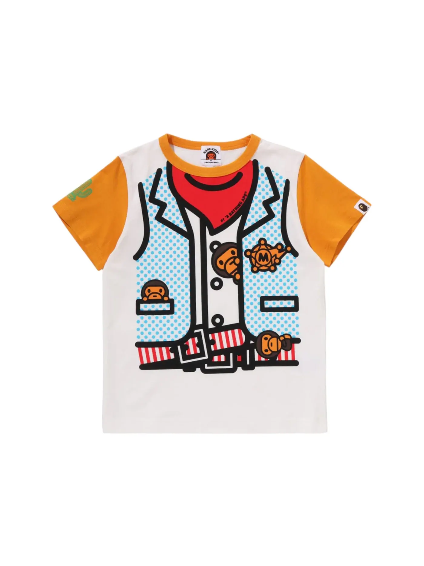 Детская футболка с принтом BAPE Kids Baby Milo Sheriff Vest Print Tee — изображение 1 из 1, оранжевый