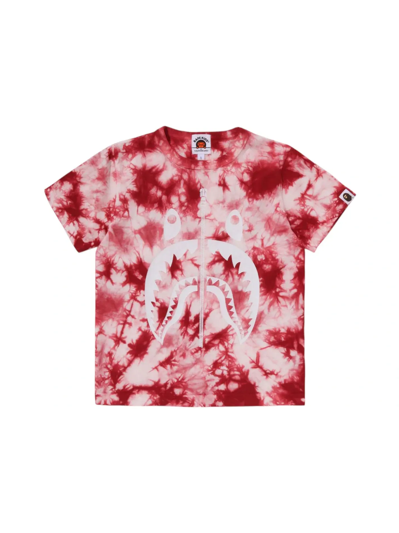 Детская футболка с принтом BAPE Kids Shark Tie Dye Tee — изображение 1 из 2, красный