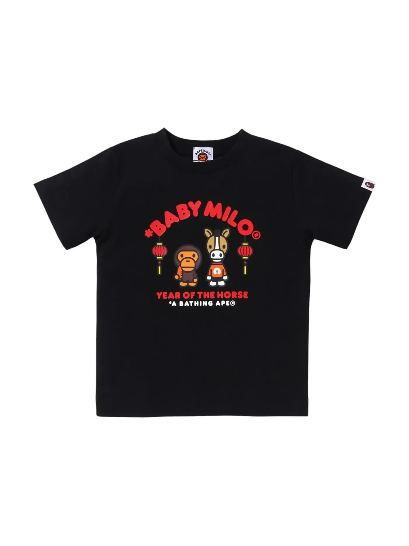 Детская футболка с принтом BAPE Year Of The Horse Baby Milo Tee — изображение 1 из 1, черный