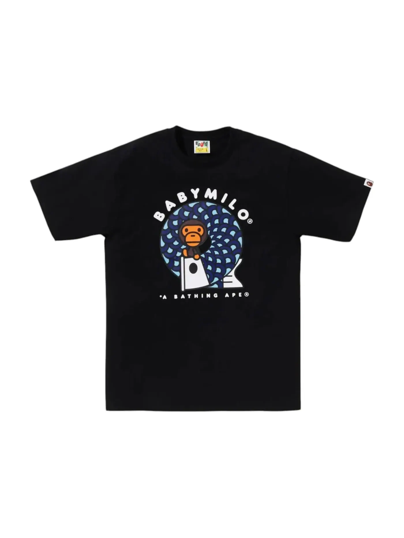 Мужская футболка с принтом BAPE Koinobori On Baby Milo Black — изображение 1 из 1