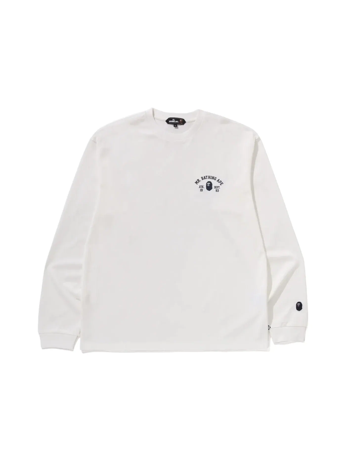 Мужская футболка с длинным рукавом с принтом BAPE — изображение 1 из 1, белый